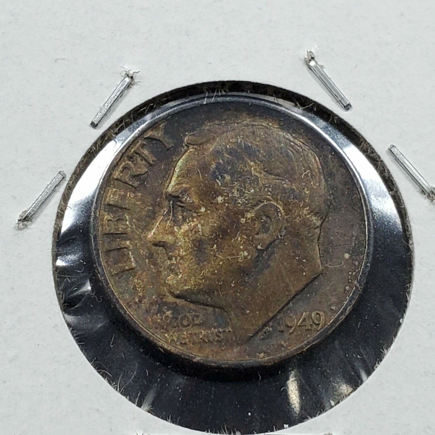 1949 D Roosevelt Silver Dime Circulated Neat Toning Toner