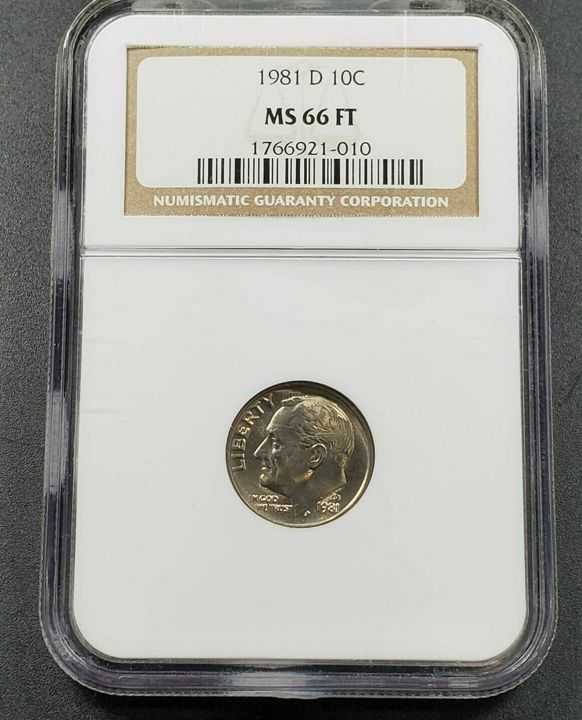 1981 D Roosevelt 10c Clad Dime Coin NGC MS 66 FT Full Torch Business Strike