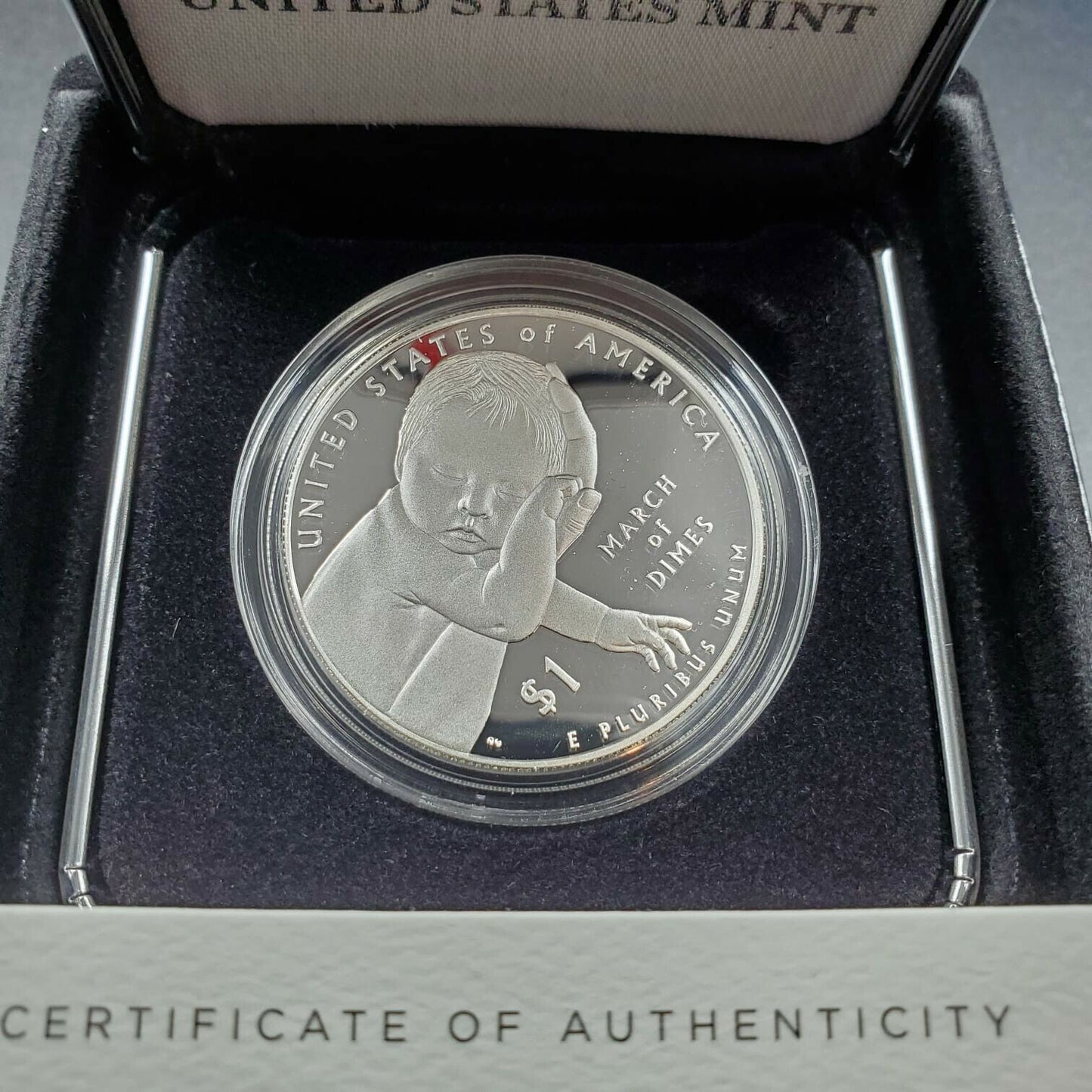 2015 March of Dimes Proof Silver $1 Dollar Commemorative Coin OGP Box COA
