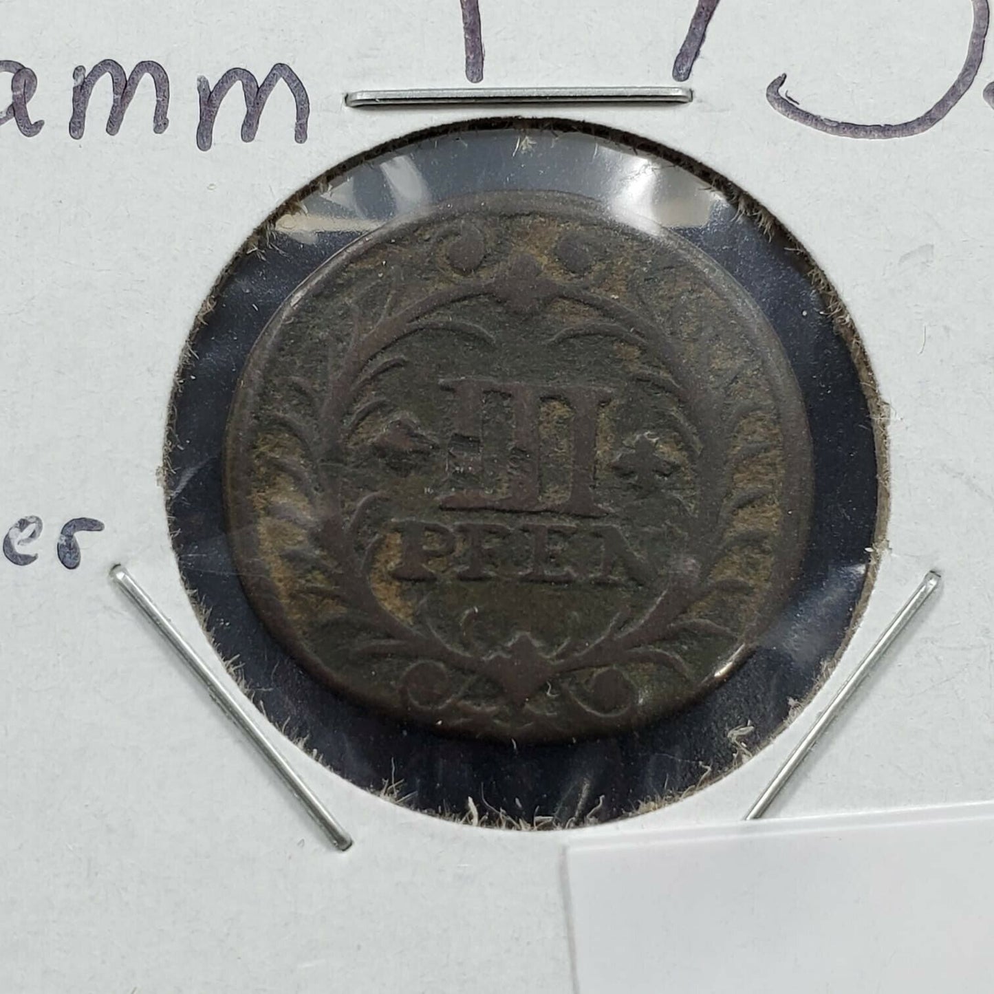 GERMANY GERMAN STATES 1733 Hamm 3 Pfennig Misaligned Dies High Circulated Grade