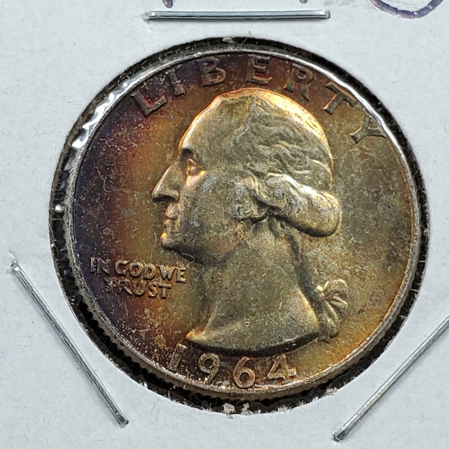 1964 D 25C Washington Quarter Silver Coin Circulated Neat Toning