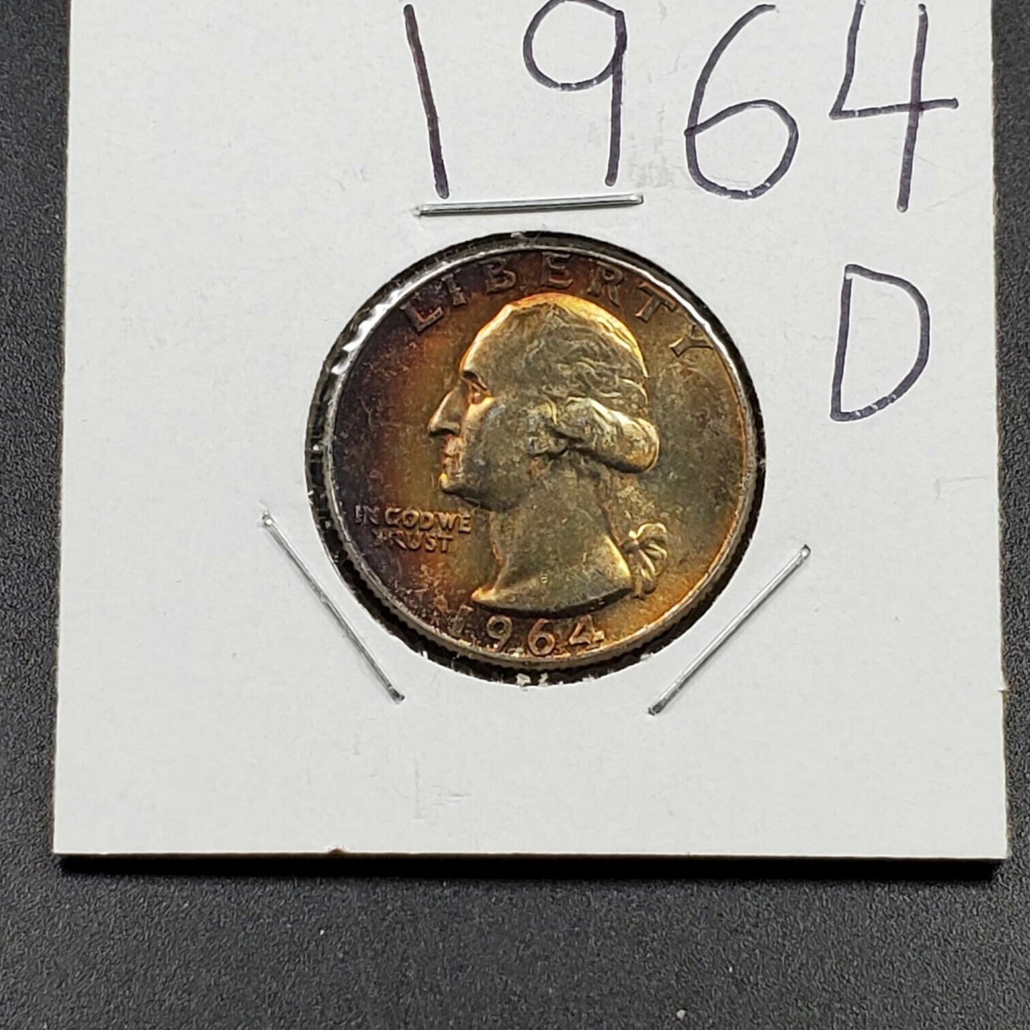 1964 D 25C Washington Quarter Silver Coin Circulated Neat Toning