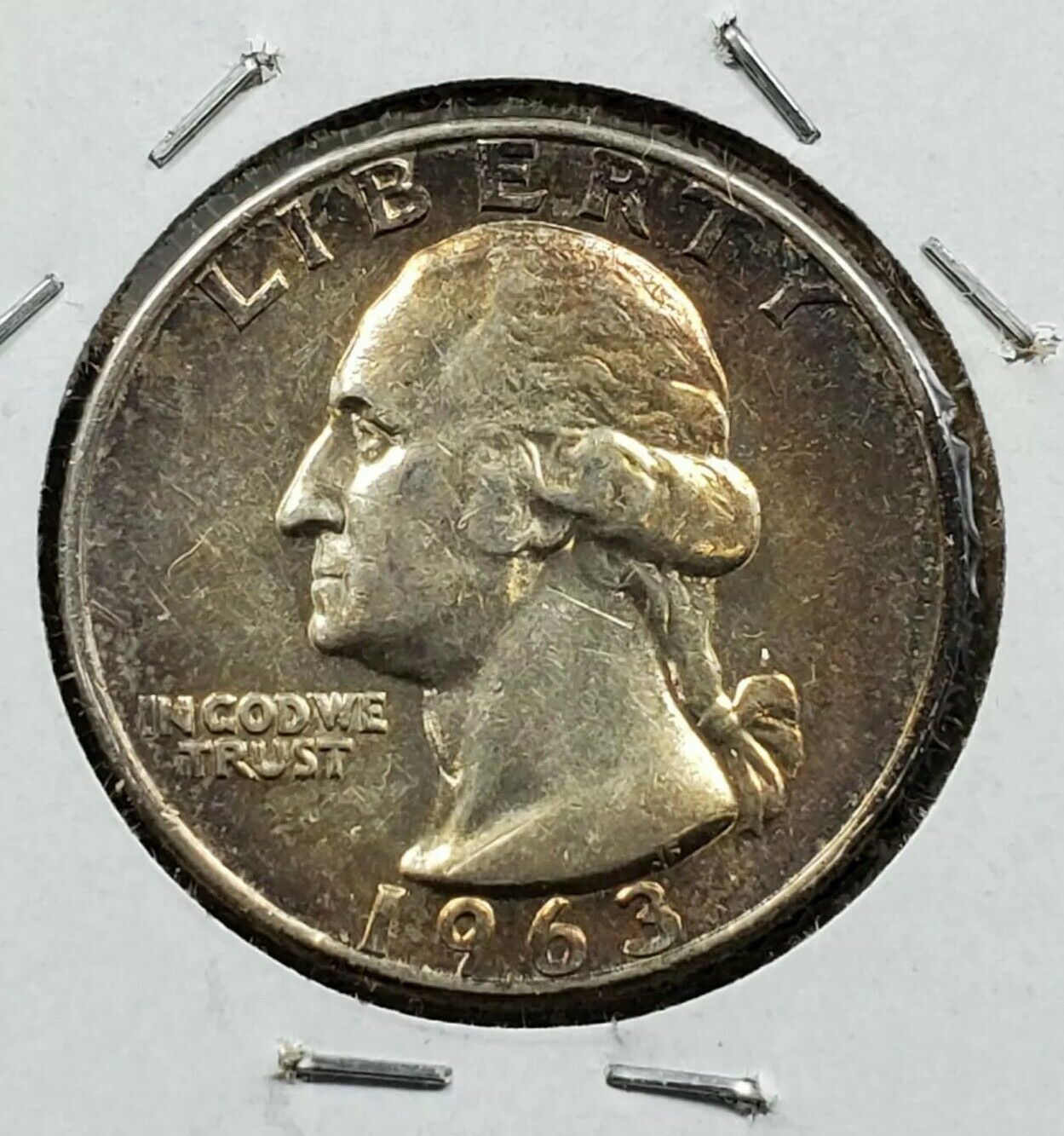 1963 P 25C Washington Quarter Silver Coin AU Circulated Neat Toning