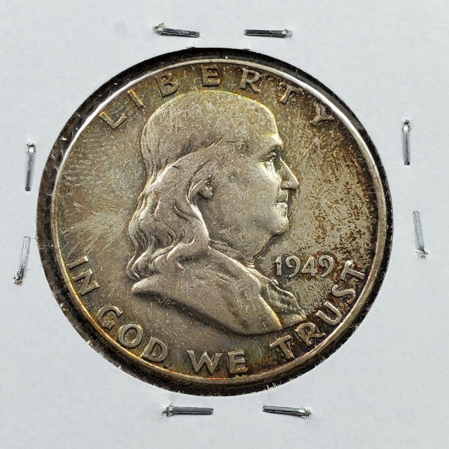 1949 P Franklin Silver Half Dollar Coin XF Circulated Very Nice Toning Toner