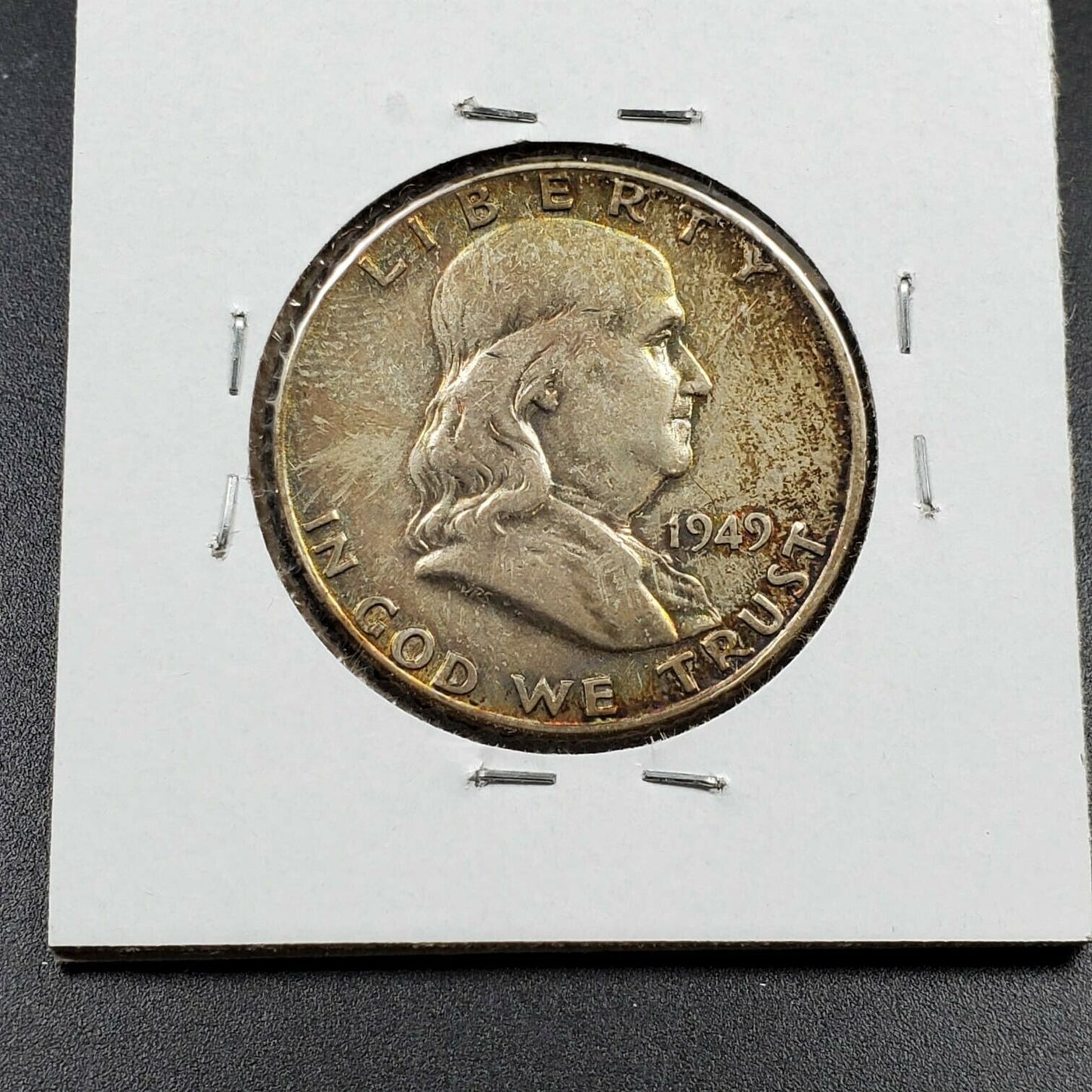 1949 P Franklin Silver Half Dollar Coin XF Circulated Very Nice Toning Toner