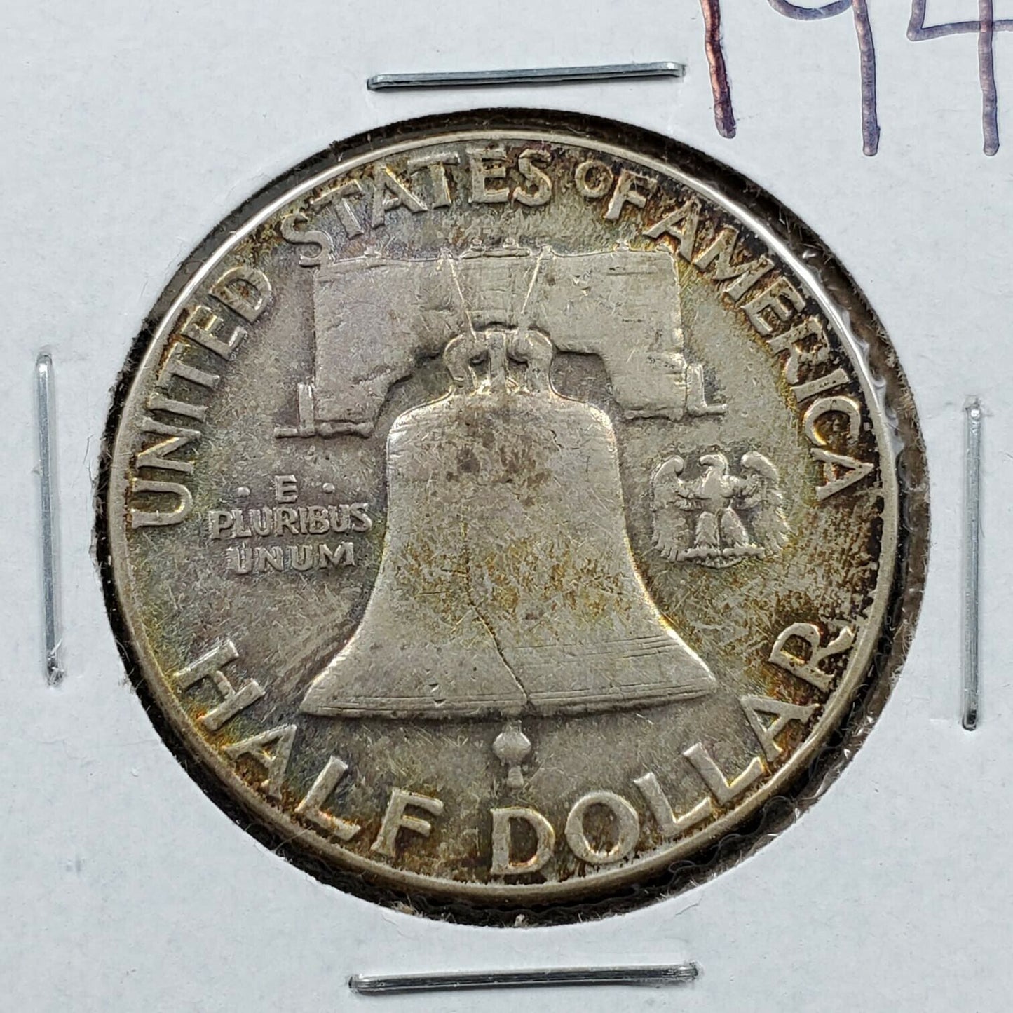 1949 P Franklin Silver Half Dollar Coin XF Circulated Very Nice Toning Toner