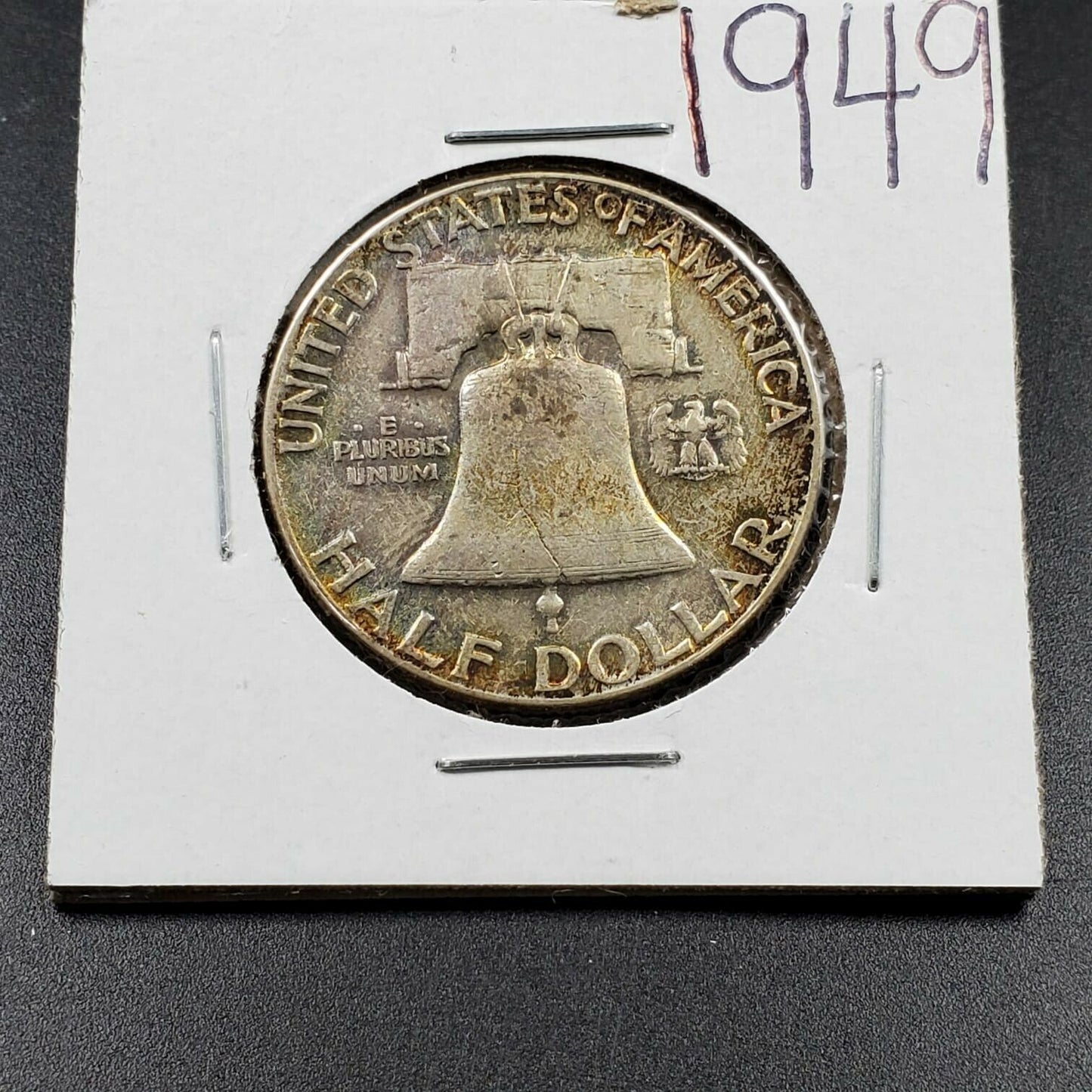 1949 P Franklin Silver Half Dollar Coin XF Circulated Very Nice Toning Toner