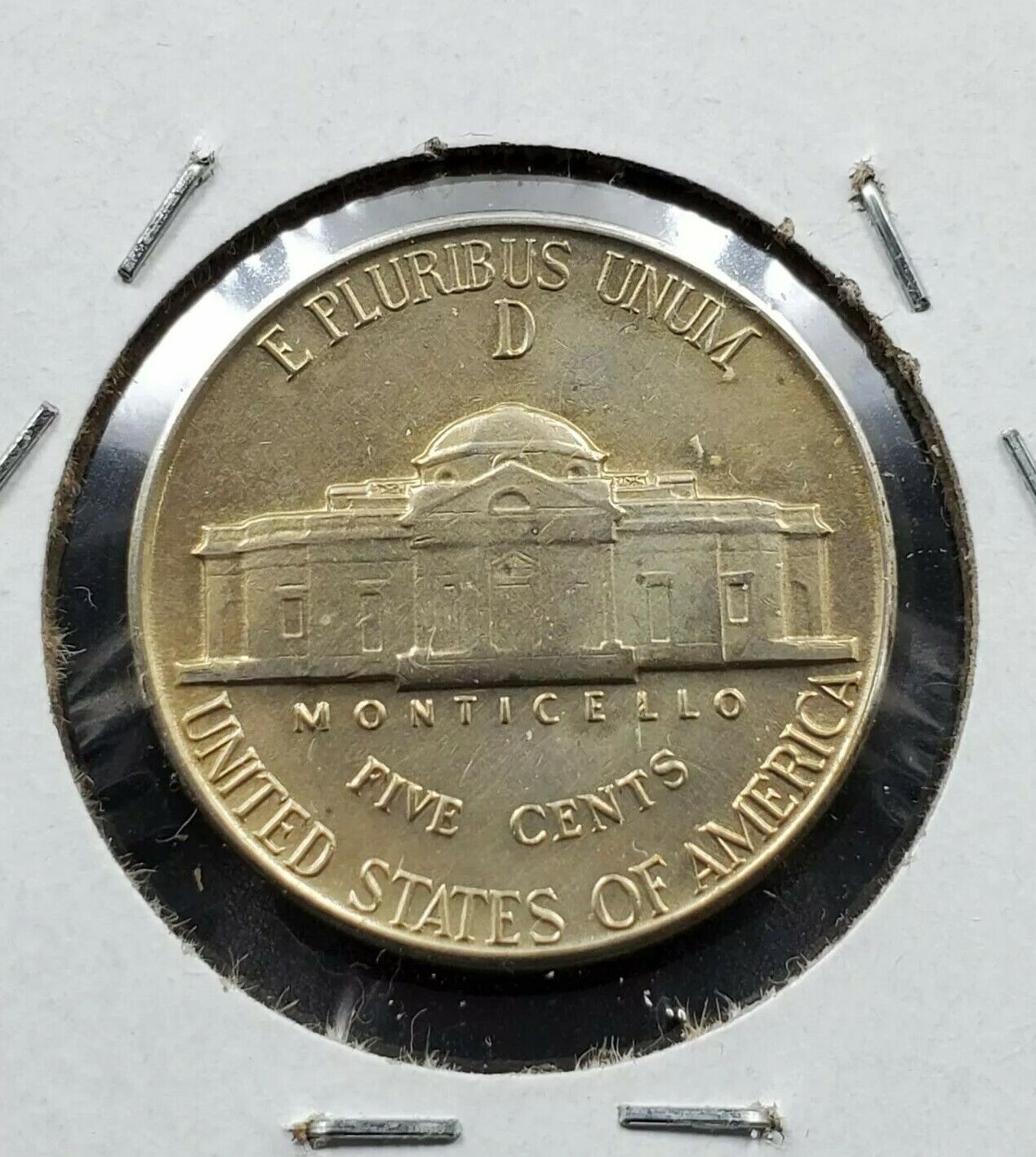 1945 D Jefferson Silver WW2 World War Two Nickel Coin AVG Uncirculated OBV Toned