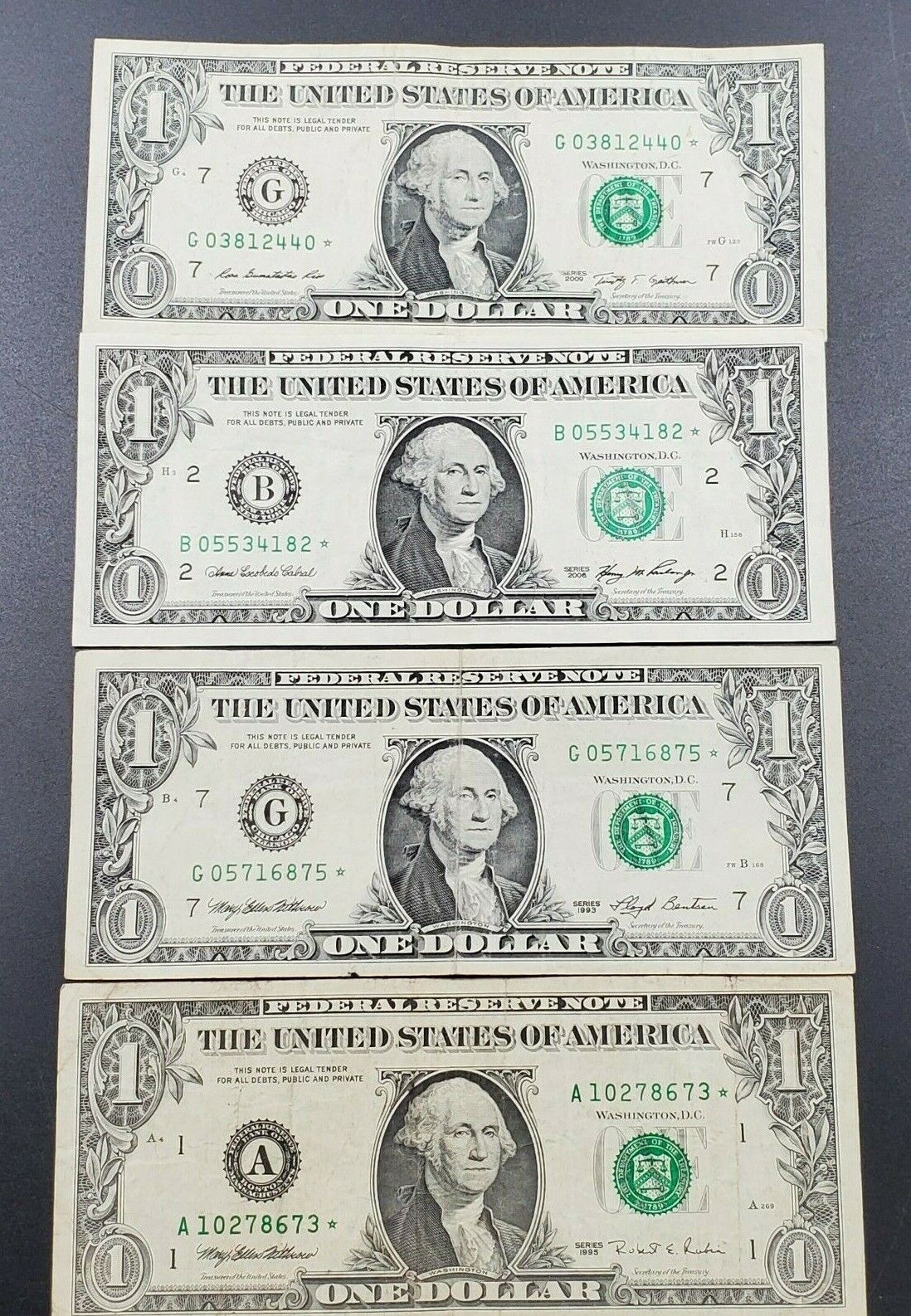 1993 - 2013 9 Different Note Year Set $1 FRN Federal Reserve Star * Replacement