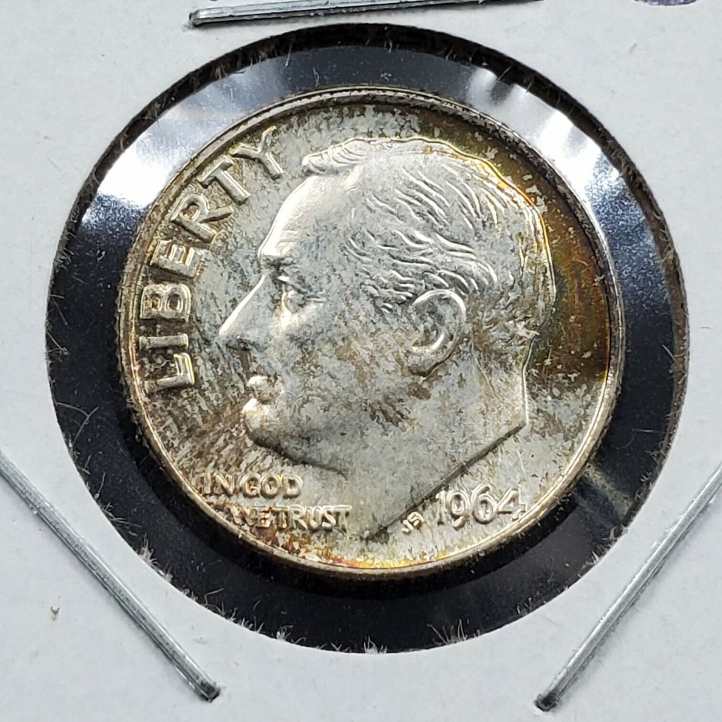 1964 P Roosevelt Silver Dime Uncirculated Neat Toning Toner