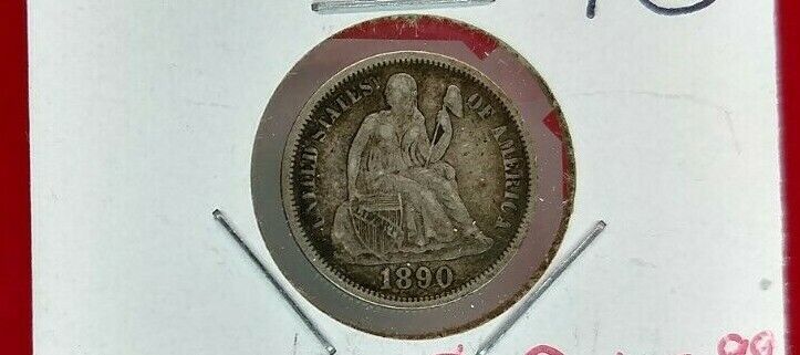 1890 P SEATED LIBERTY SILVER DIME COIN CHOICE VF VERY FINE CIRCULATED
