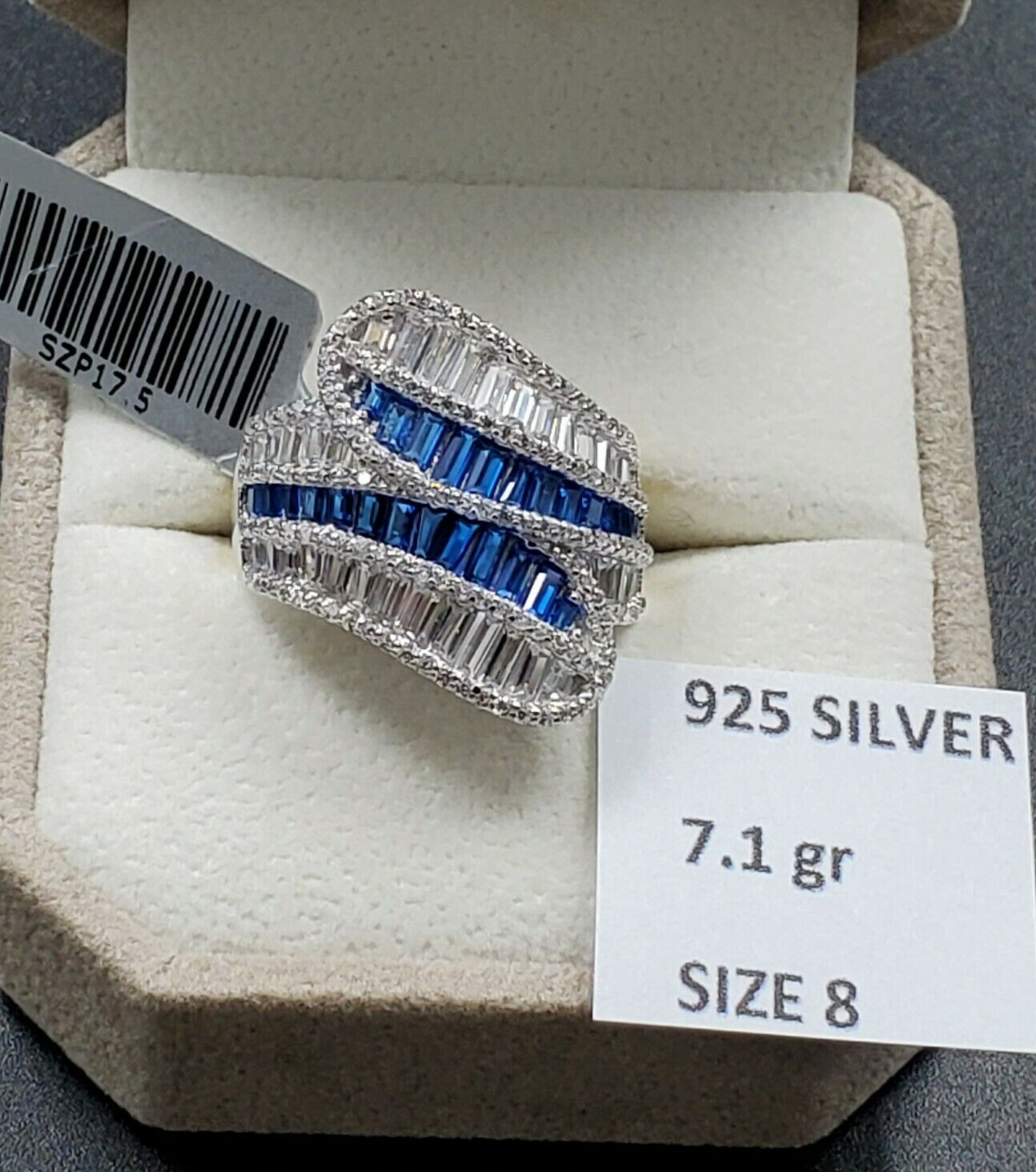 Womens 925 Sterling Silver Wedding Engagement Designer Cut Ring Faceted CC Stone