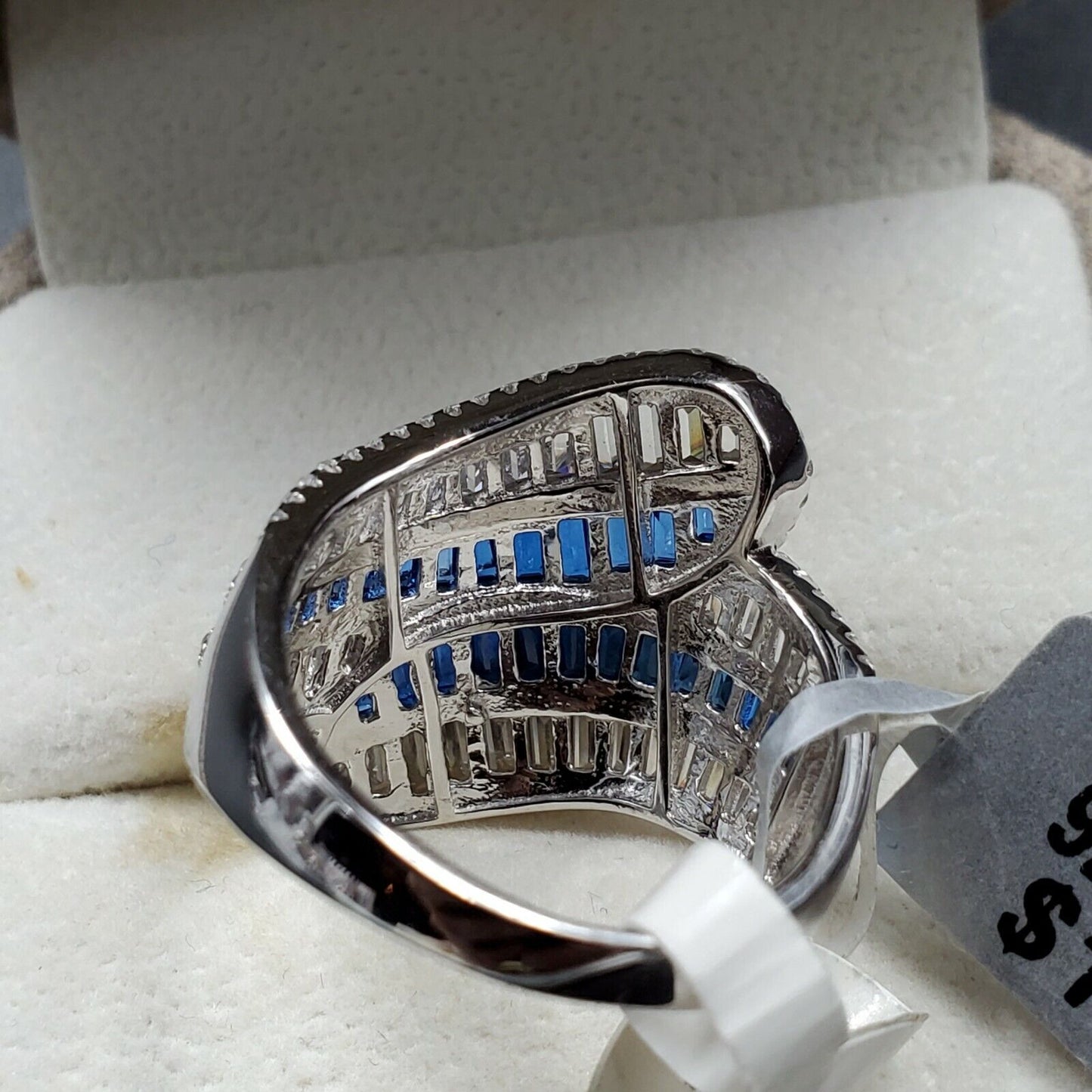 Womens 925 Sterling Silver Wedding Engagement Designer Cut Ring Faceted CC Stone