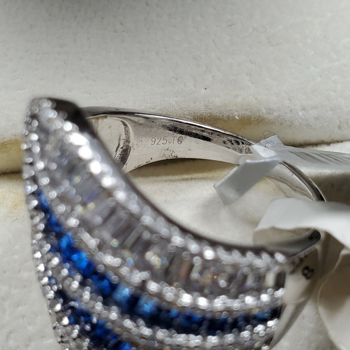 Womens 925 Sterling Silver Wedding Engagement Designer Cut Ring Faceted CC Stone