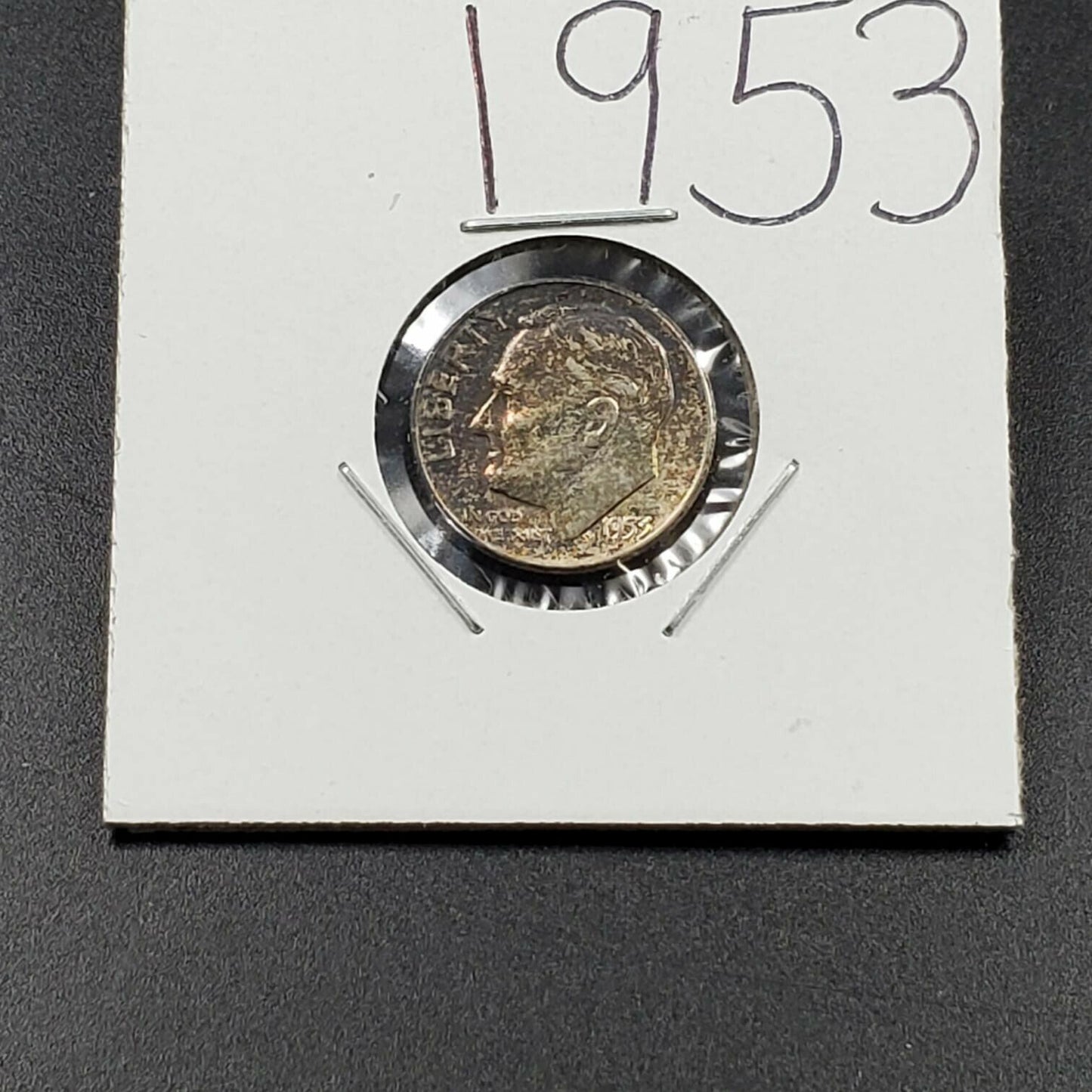 1953 P Roosevelt Silver Dime AU / UNC Uncirculated Neat Toning Toner OBV