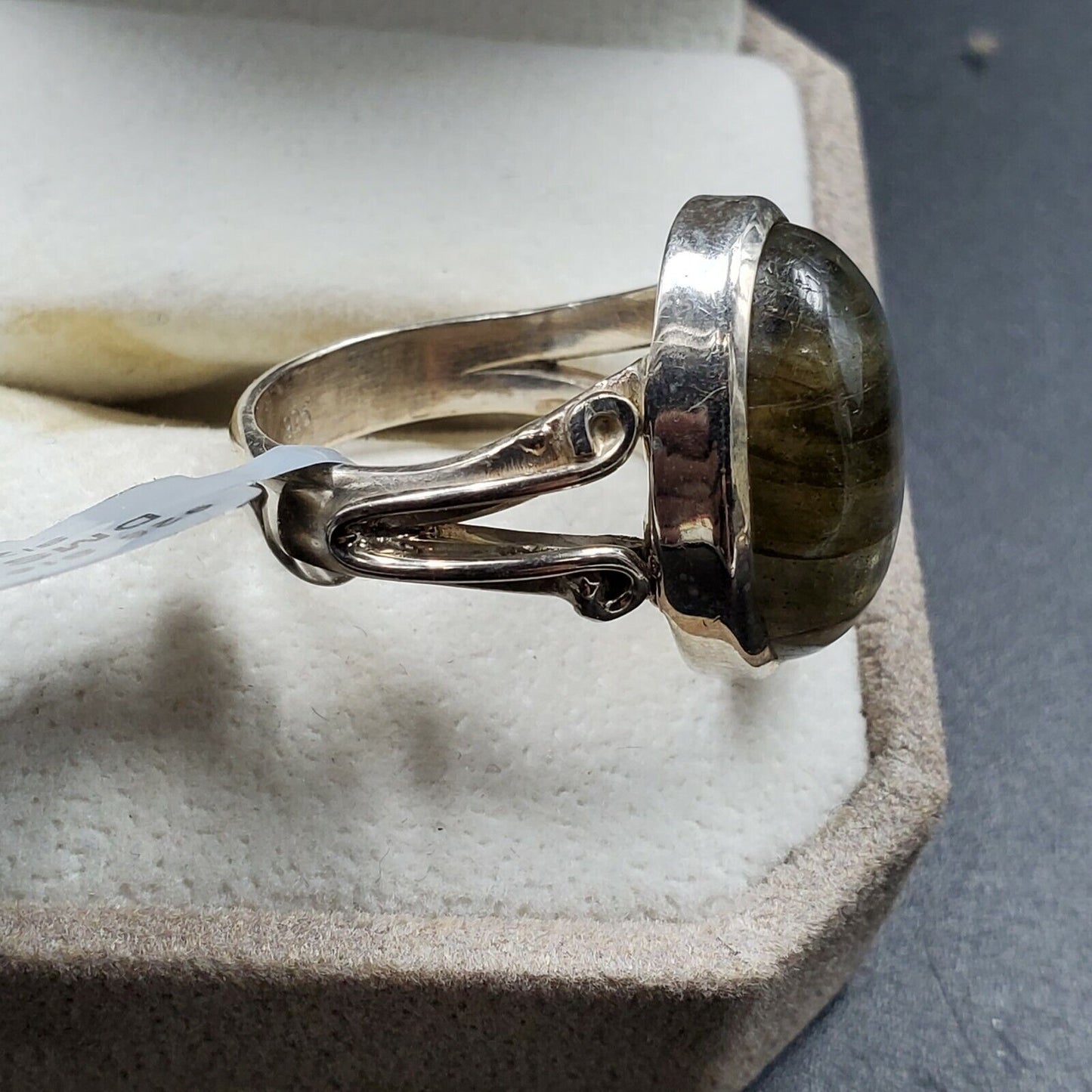 Womens 925 Silver Wedding Engagement Fashion Cut Ring Faceted Labradorite Stone