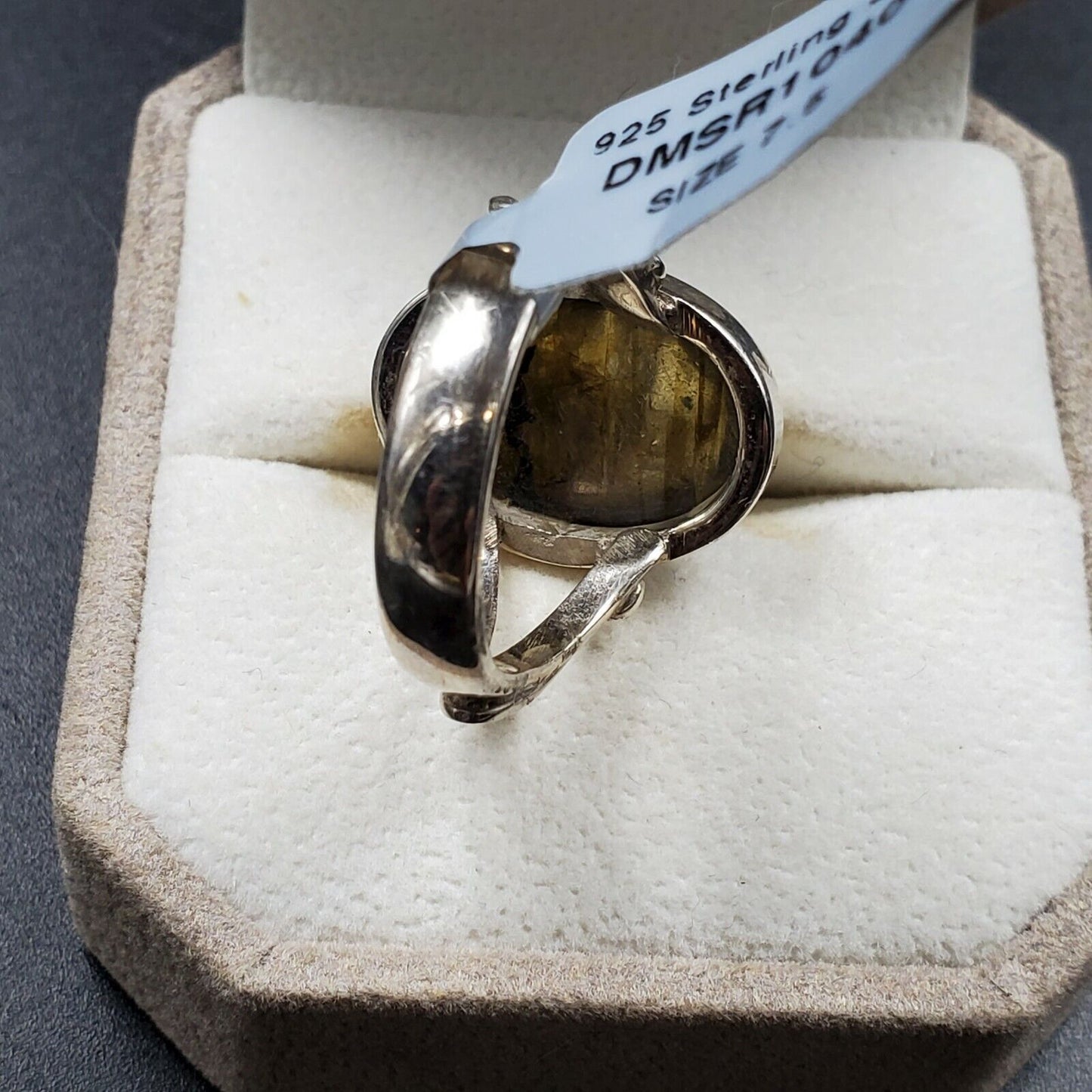 Womens 925 Silver Wedding Engagement Fashion Cut Ring Faceted Labradorite Stone
