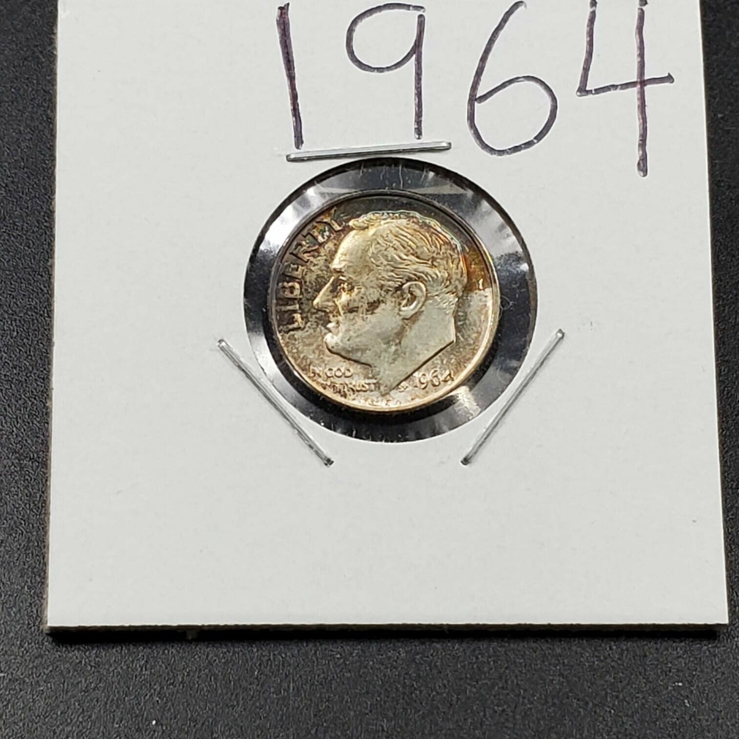 1964 P Roosevelt Silver Dime AU / UNC Uncirculated Very Nice Toning Toner OBV
