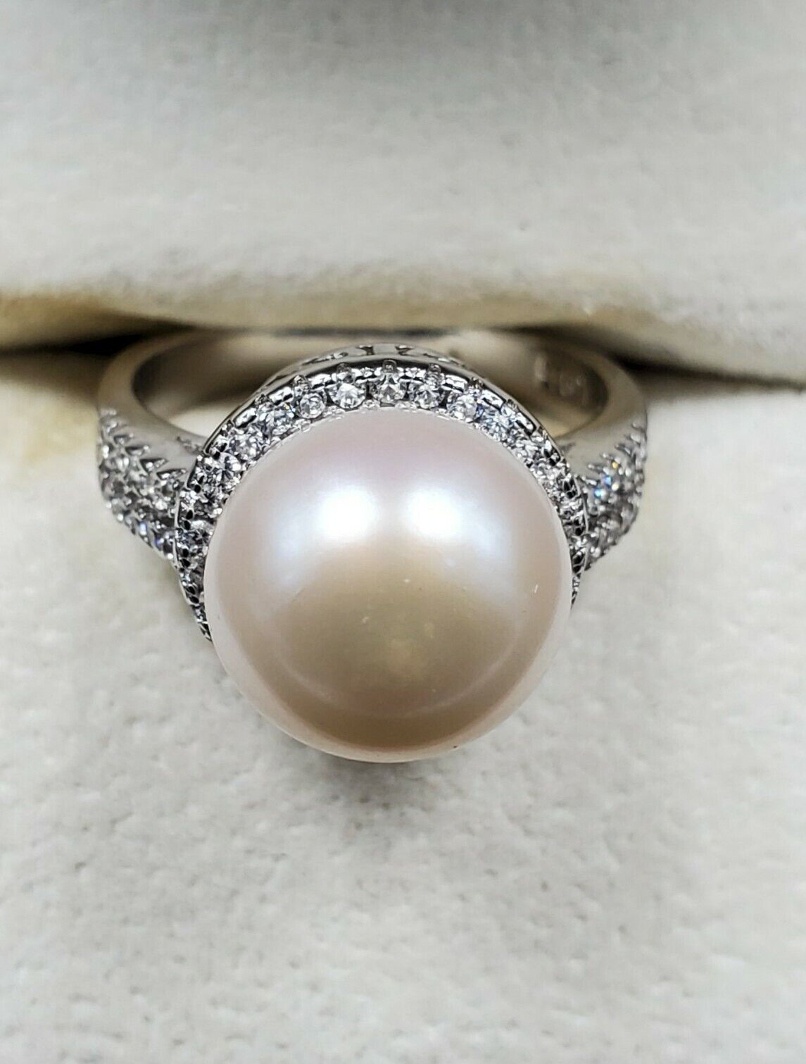 Womens 925 Sterling Silver Wedding Engagement Pearl Cut Ring Faceted USA MADE
