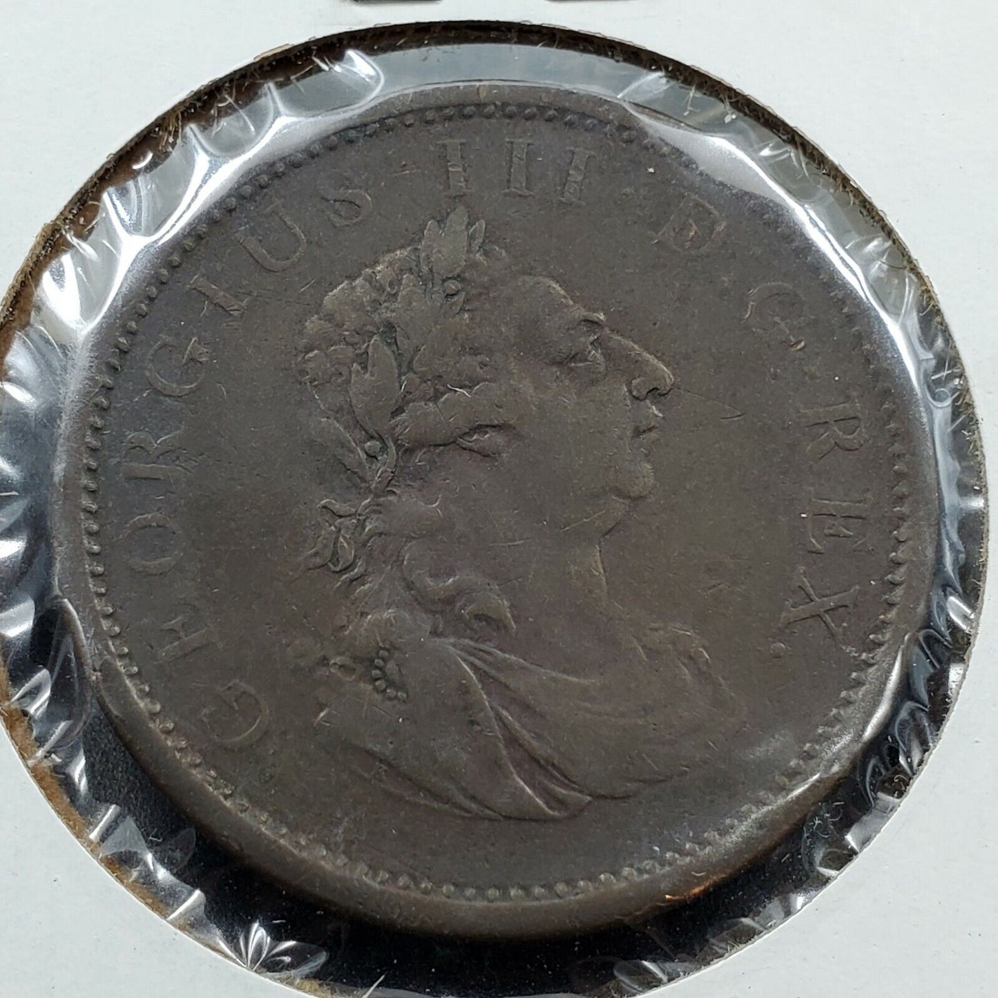 1805 Ireland Large Penny Copper Coin Circulated Lyre Reverse Fine Circ