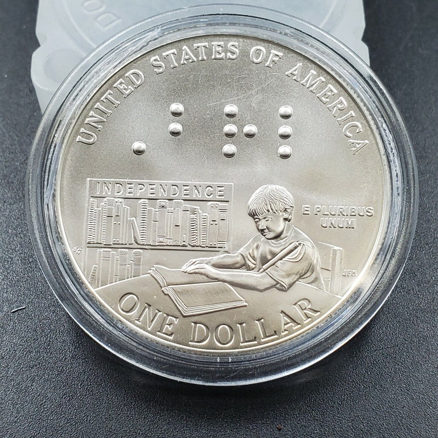 2009 P Louis Braille BU Silver Dollar Coin GEM BU UNC In Capsule Business Strik