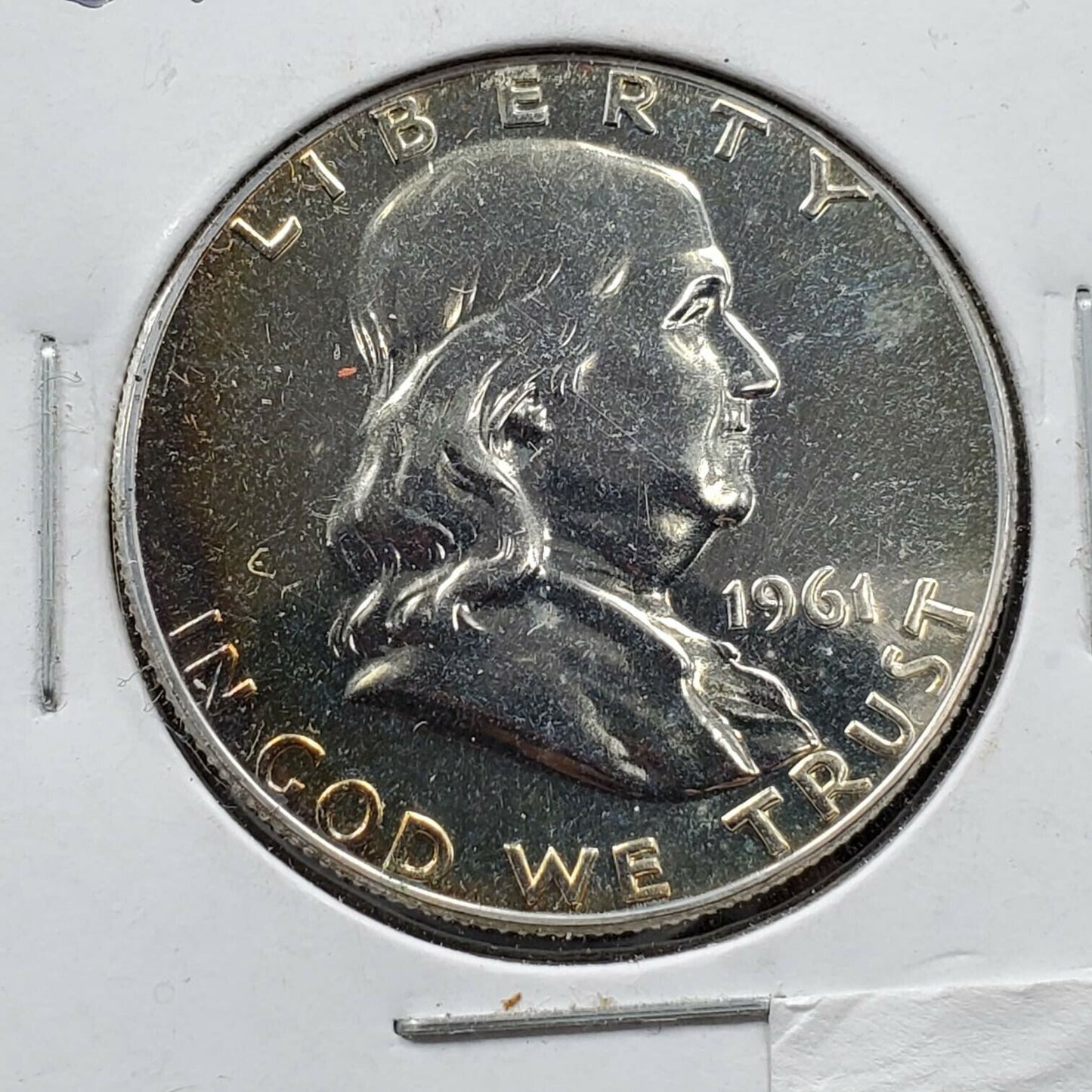 1961 P Franklin Silver Half Dollar Coin Nice Gem Proof Some Neat Toning