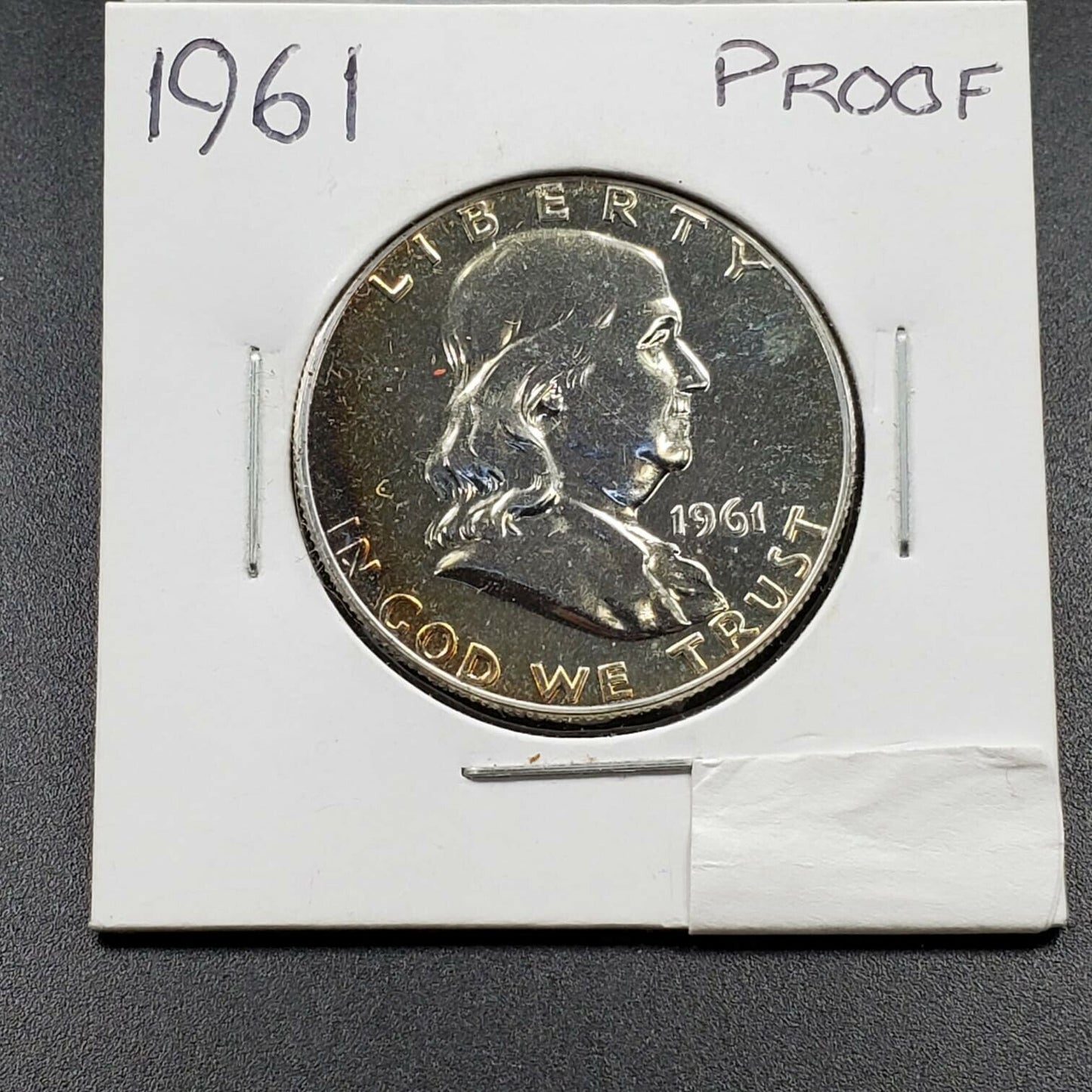 1961 P Franklin Silver Half Dollar Coin Nice Gem Proof Some Neat Toning