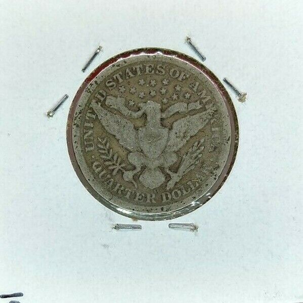 1898 O Barber Silver Quarter Coin Average Circulated Condition Full Rims