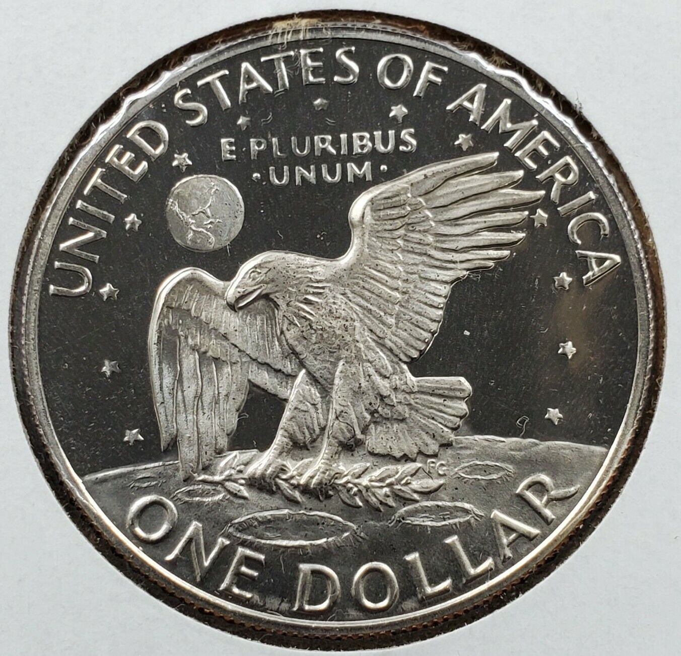 1973 S Ike Eisenhower Dollar Clad Proof Gem DCAM Struck Thru w/String Error Coin