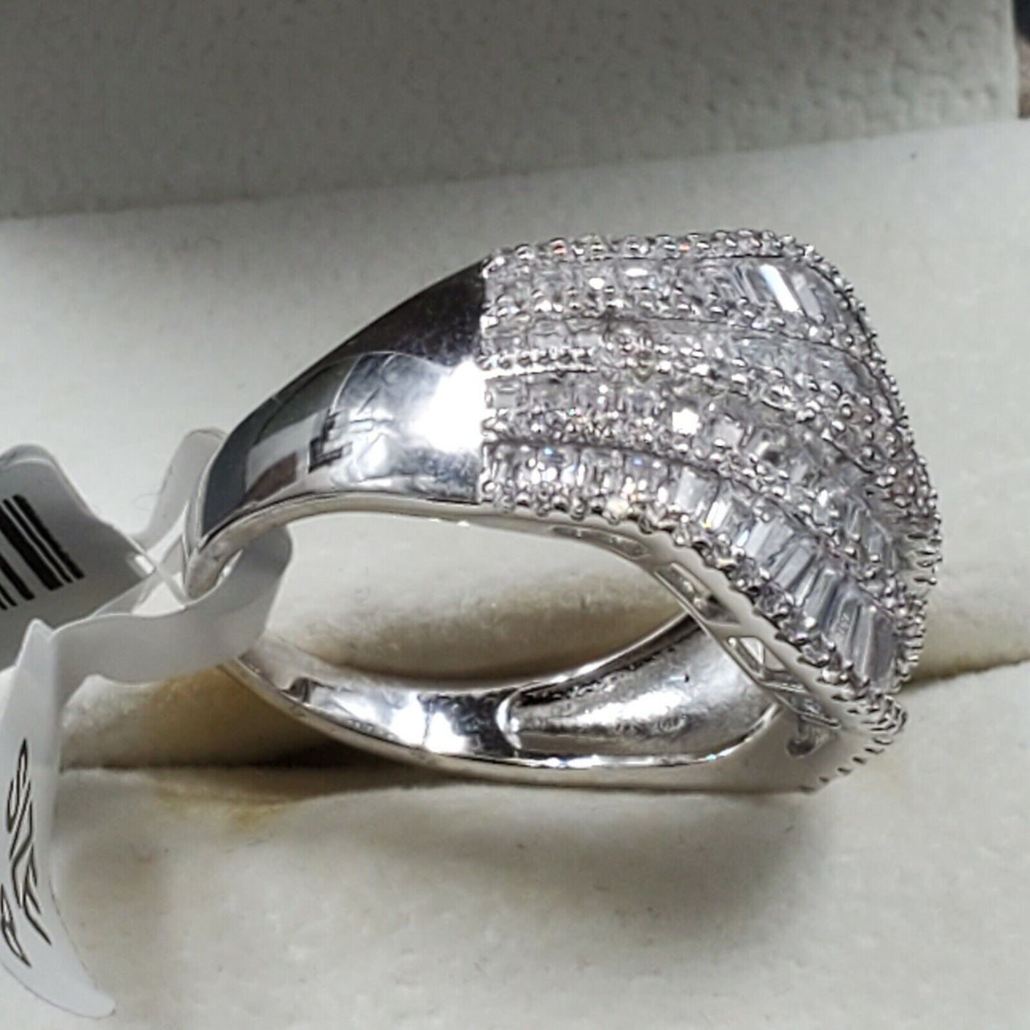 Womens 925 Sterling Silver Wedding Engagement Princess Cut Ring Faceted CC Maze