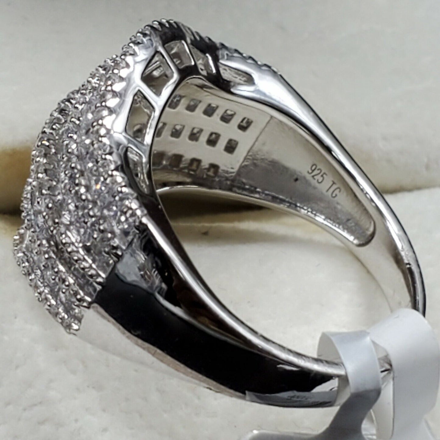 Womens 925 Sterling Silver Wedding Engagement Princess Cut Ring Faceted CC Maze