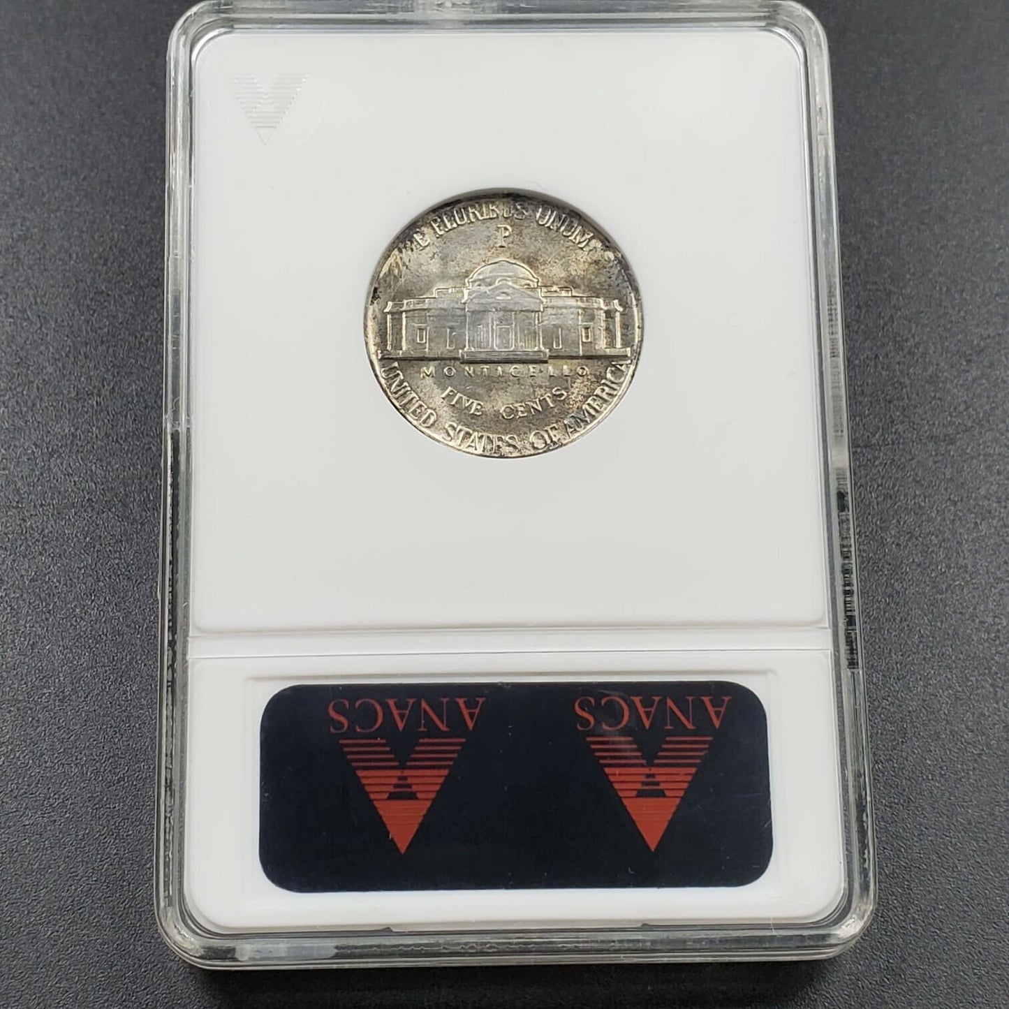 RIM CLIP ERROR 1944 P Jefferson Silver War Nickel Coin Variety ANACS MS64
