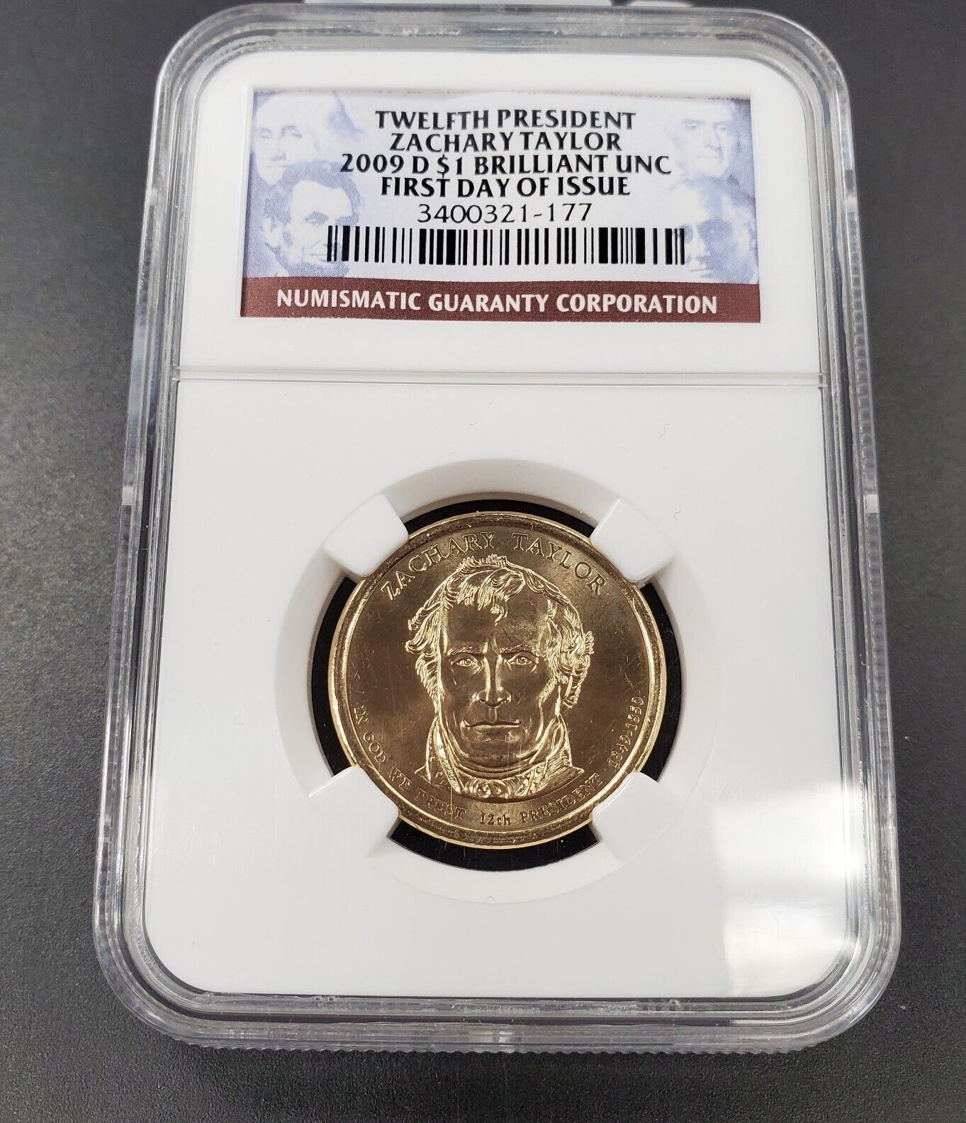 2009 D Zachary Taylor Presidential Dollar Coin NGC Brillian First Day of Issue