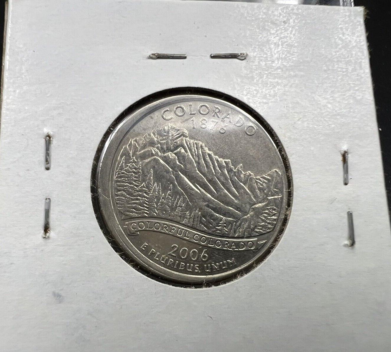 2006 25c Off Center Broadstrike Error Coin Colorado State Statehood Quarter AU