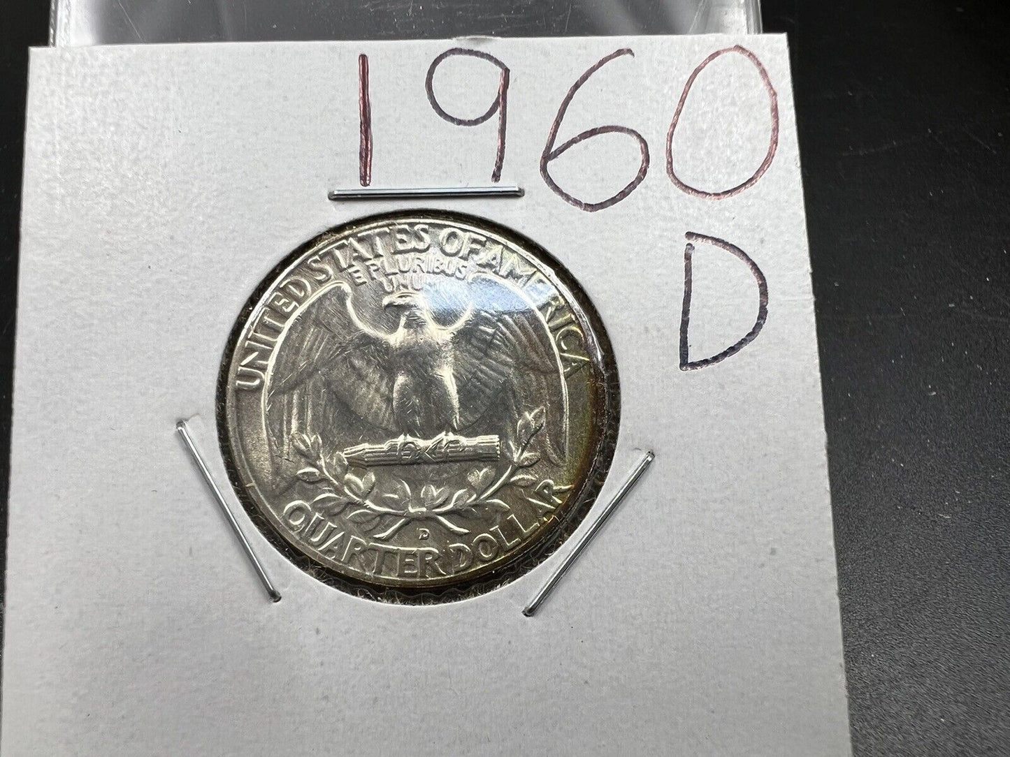 1960 D Washington Silver Quarter Coin UNC Some Toning