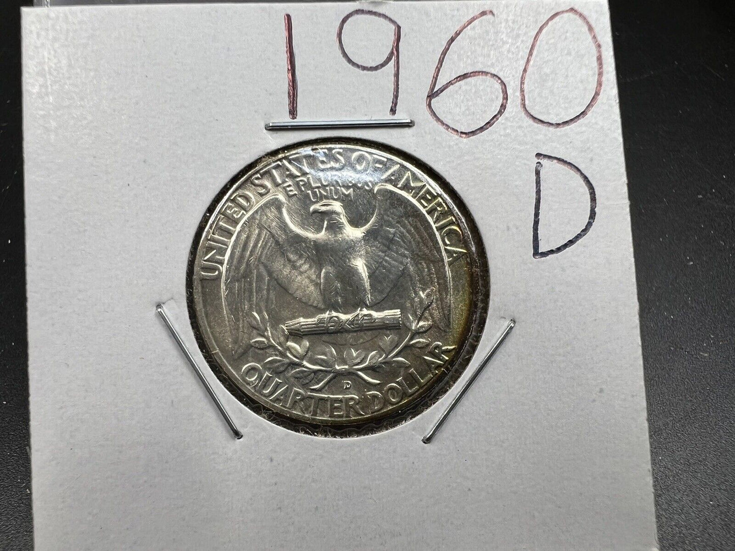 1960 D Washington Silver Quarter Coin UNC Some Toning