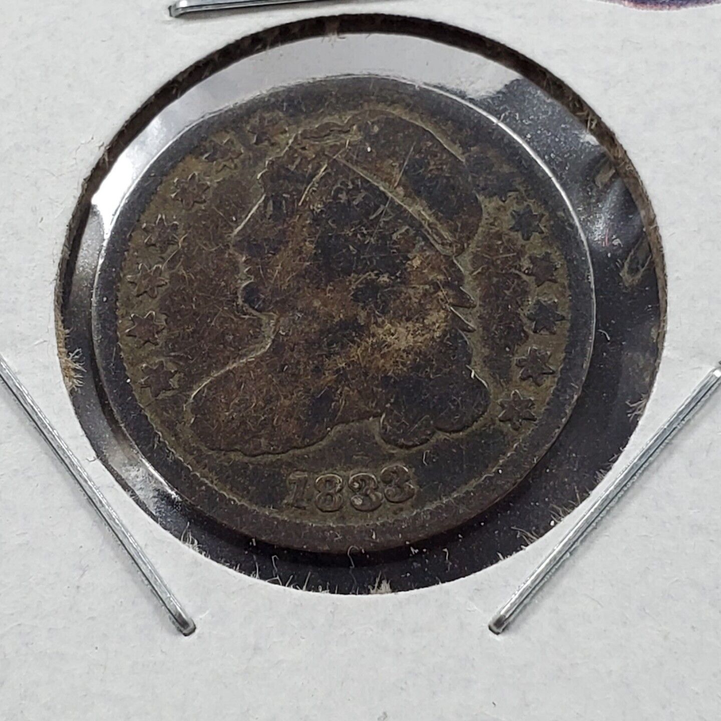 1833 Capped Bust Head Dime Coin VG Very Good Circ Toned