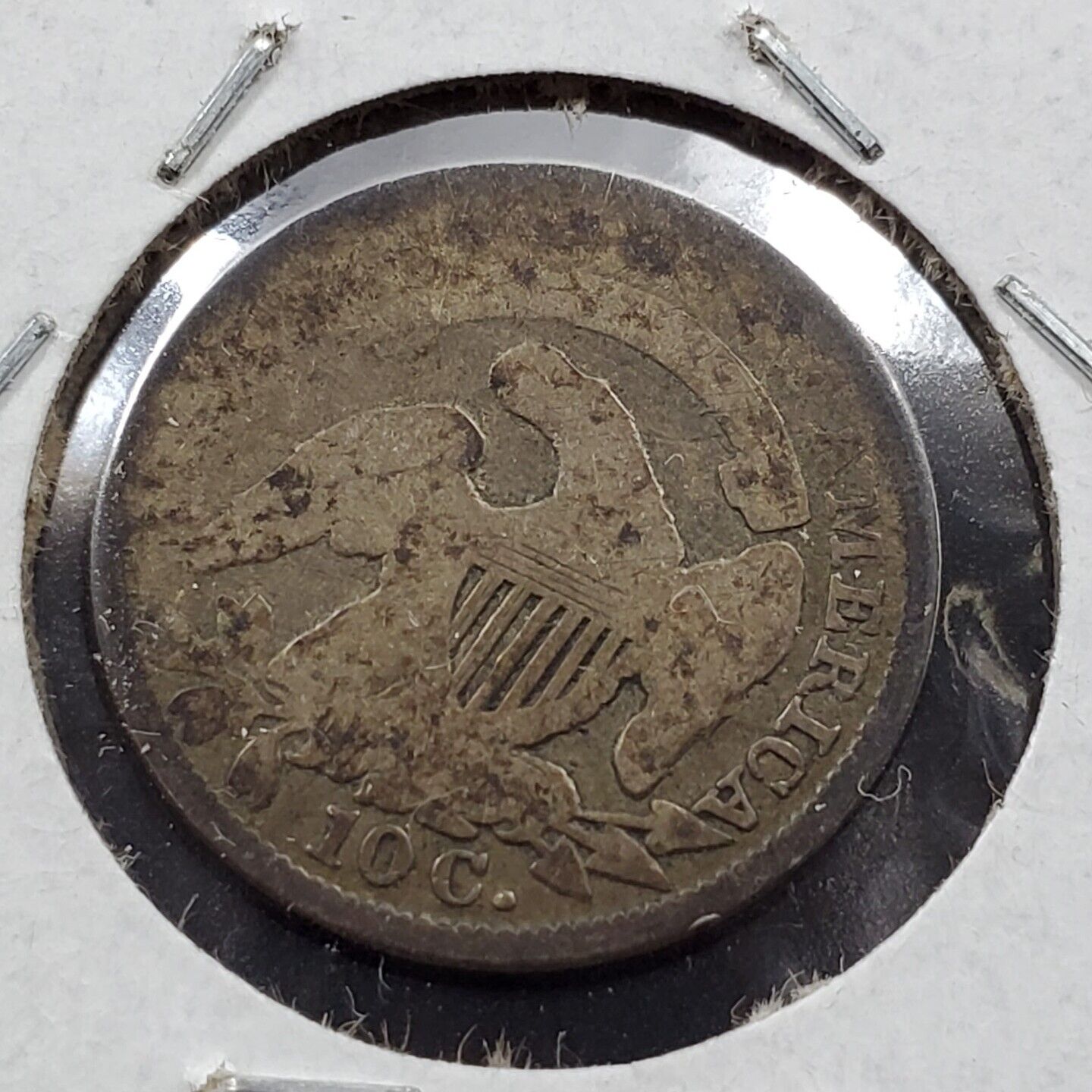 1833 Capped Bust Head Dime Coin VG Very Good Circ Toned