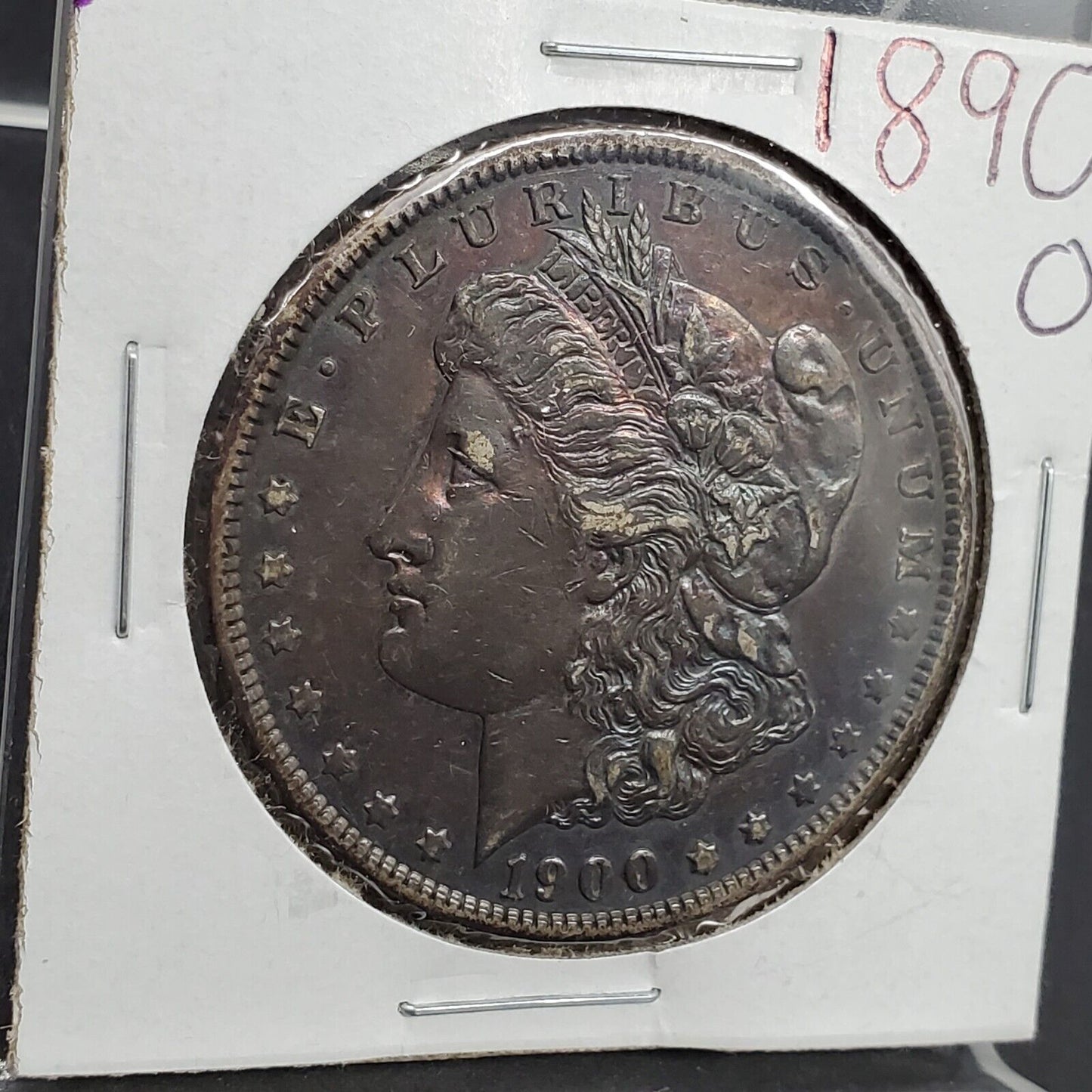 1890 O Morgan Silver Eagle Dollar Coin XF EF Extra Fine Circ Neat Toning Toner