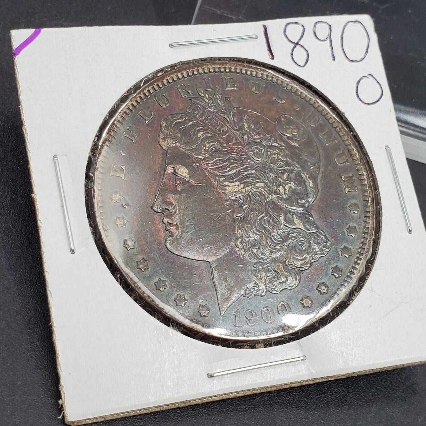 1890 O Morgan Silver Eagle Dollar Coin XF EF Extra Fine Circ Neat Toning Toner