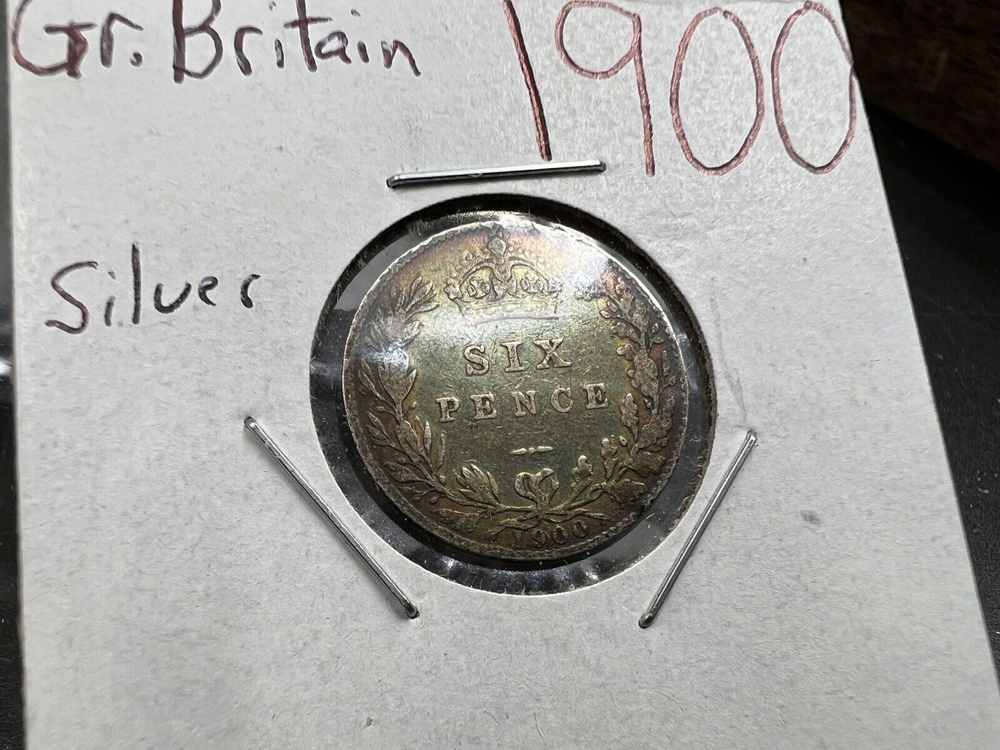 1900 Great Britain Silver 6P Six Pence VF Very Fine Circ Neat Toning Toner