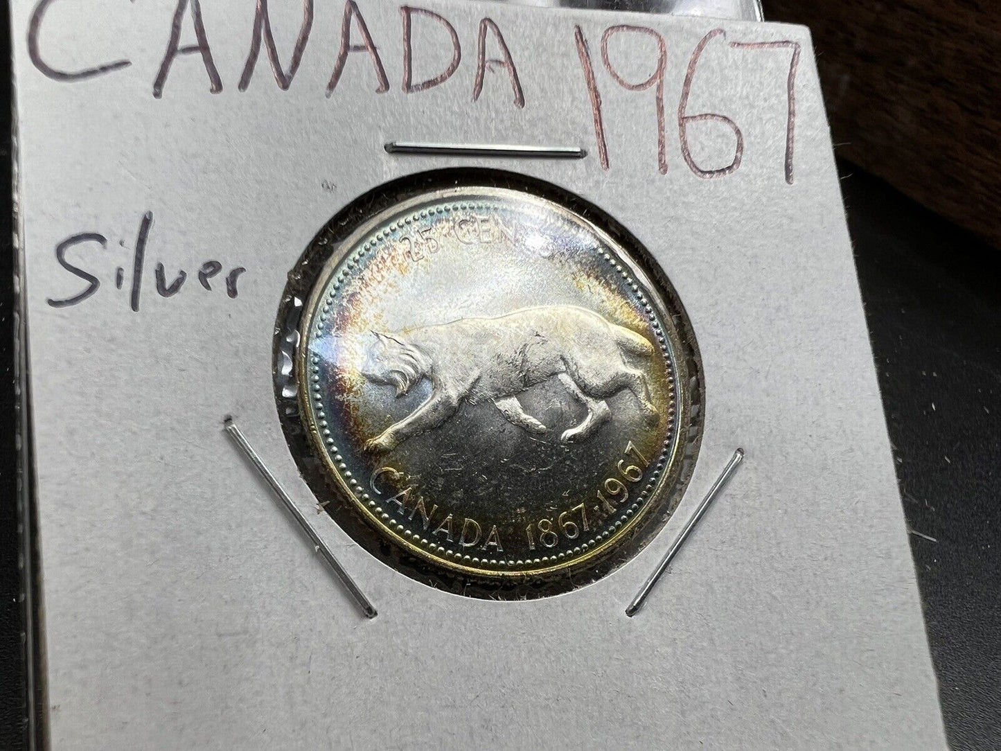 1967 Canada 25c Twenty Five Cents Coin BU UNC Neat Toning Toner