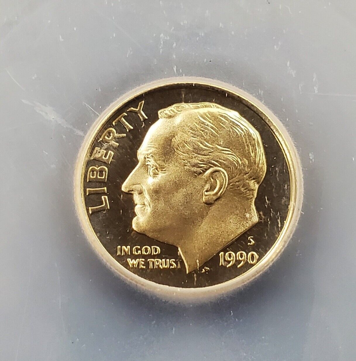 1990 S Roosevelt Clad Dime Proof Coin Vintage ICG PR70 DCAM Deep Cameo Gem