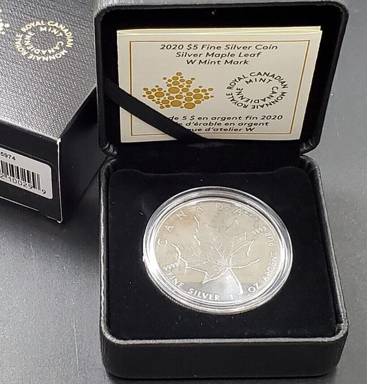 2020 $5 Fine Silver Coin - Maple Leaf W Mint Mark  Special Issue 1 OZ Silver