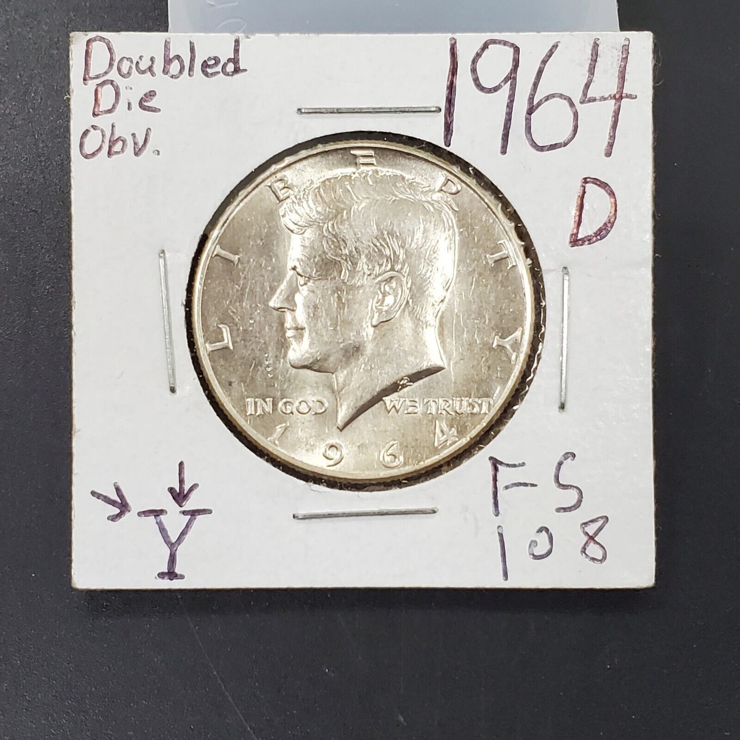1964 D Kennedy Half Dollar Coin Choice BU UNC DDO Double Die OBV FS-108 Variety