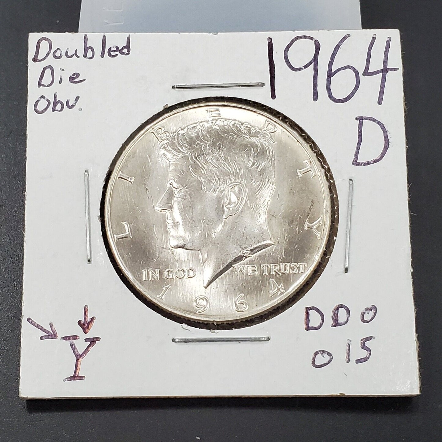 1964 D Kennedy Half Dollar Coin GEM BU UNC DDO 015 Double Die OBV Variety