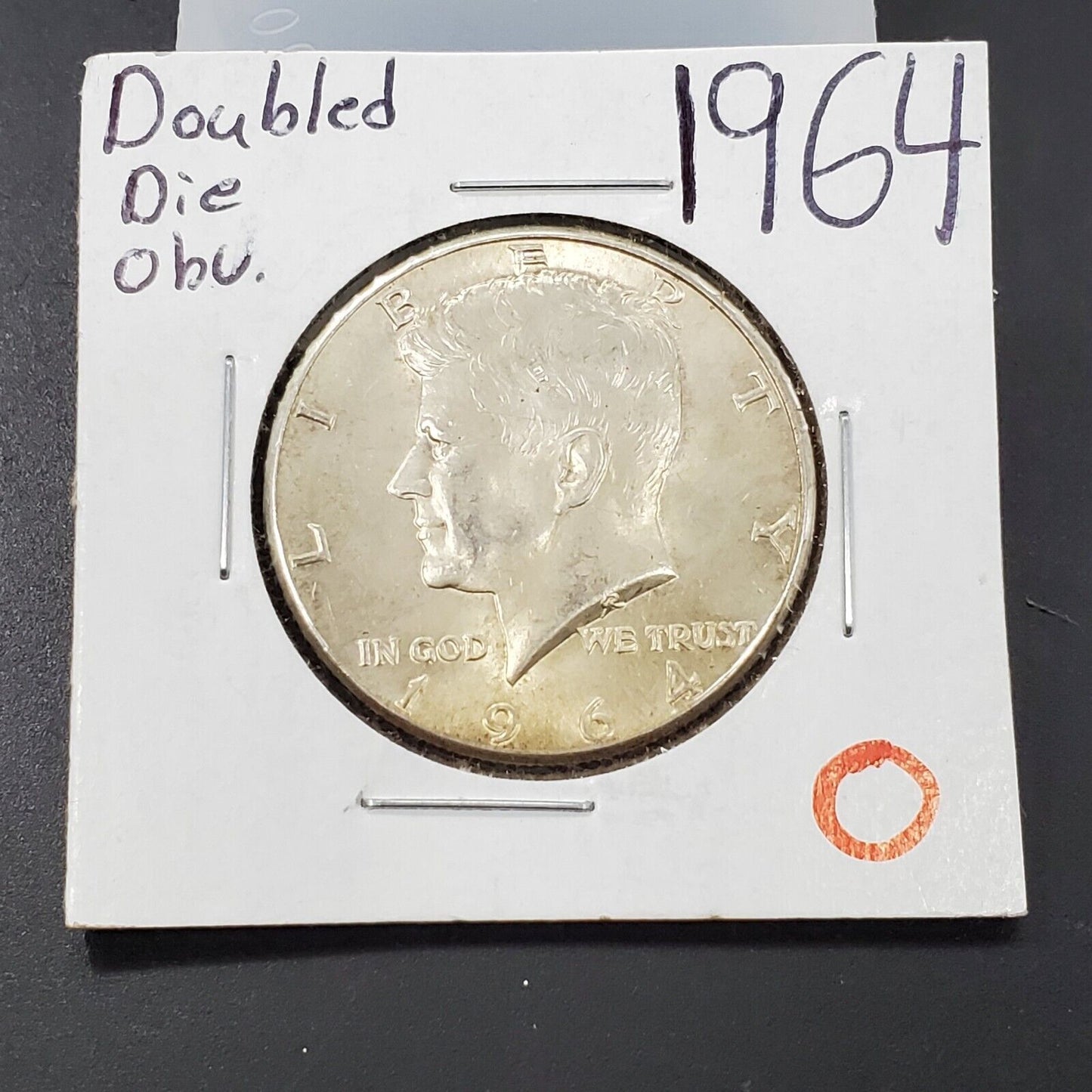 1964 P 50c Kennedy Silver Half Dollar Double Die Obverse Minor Variety #O AU