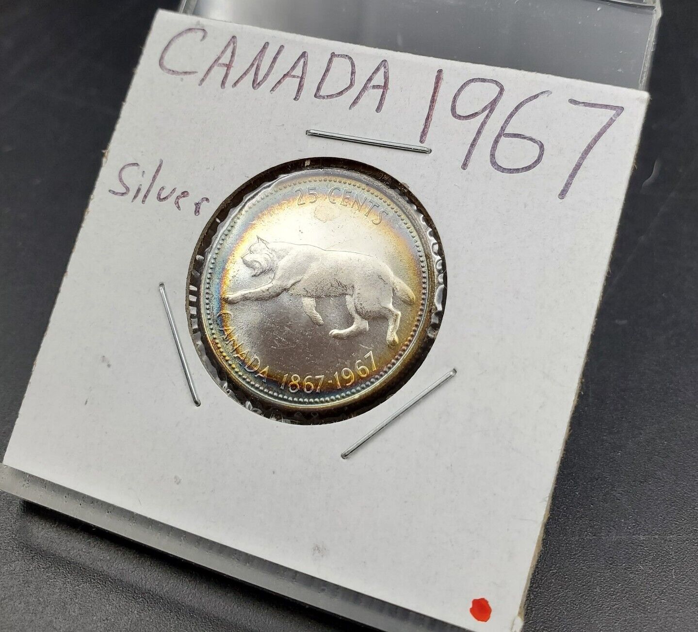 1967 Canada 25c Twenty Five Cents Coin GEM BU UNC PQ * Halo Toning Toner #B