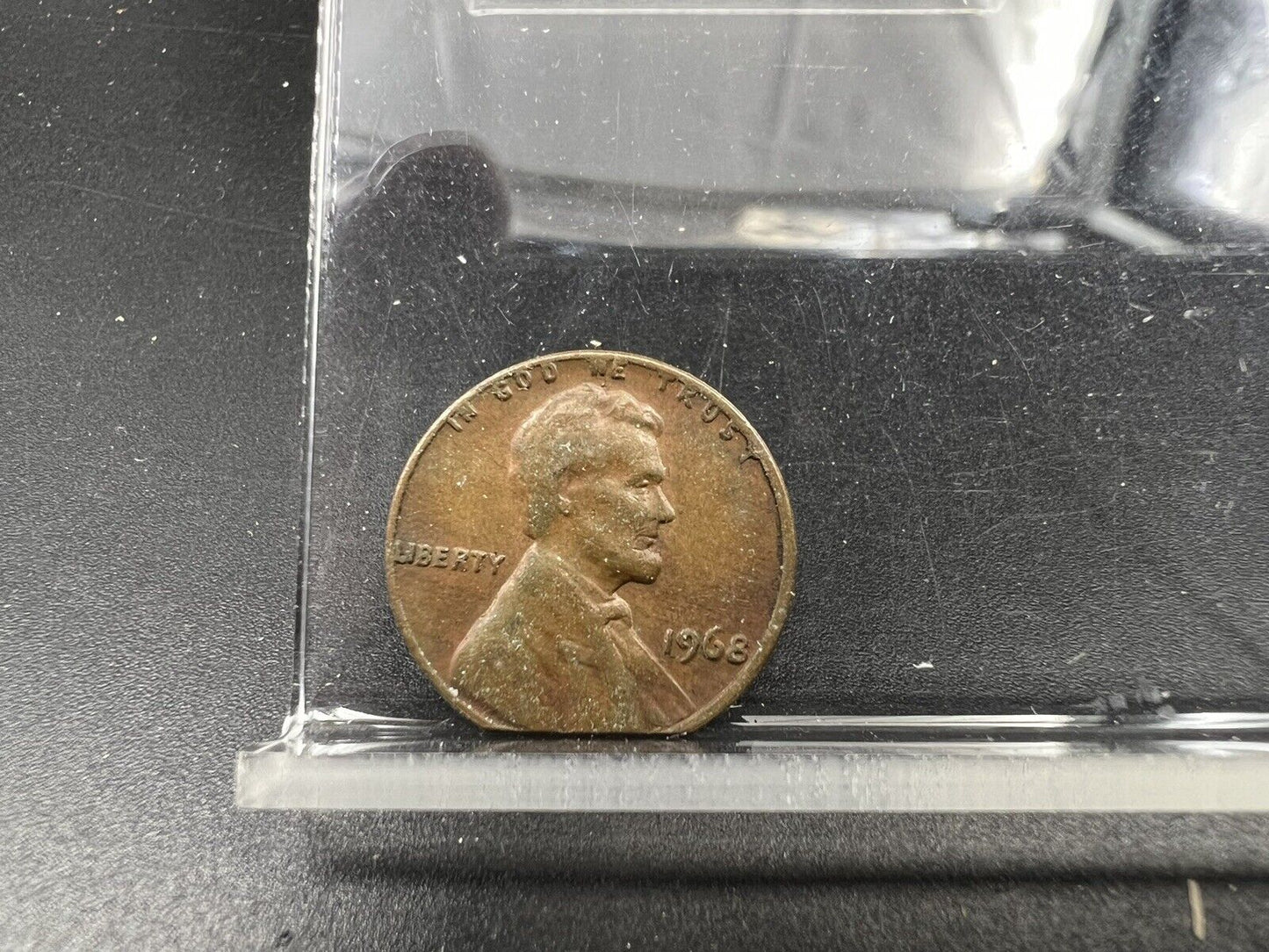 1968 1c Lincoln Memorial Cent Penny Straight Clipped Planchet Error Coin VF Circ