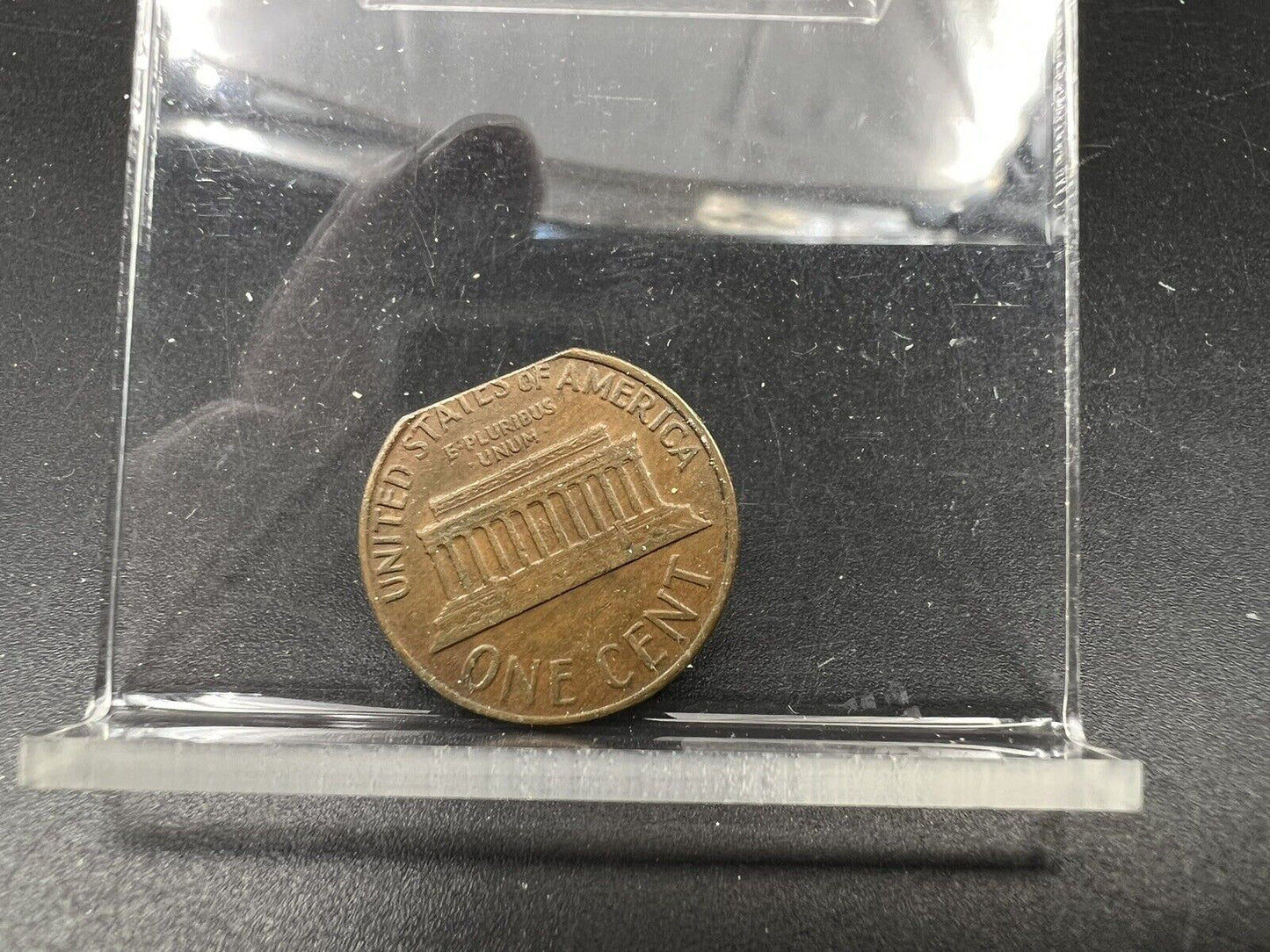 1968 1c Lincoln Memorial Cent Penny Straight Clipped Planchet Error Coin VF Circ